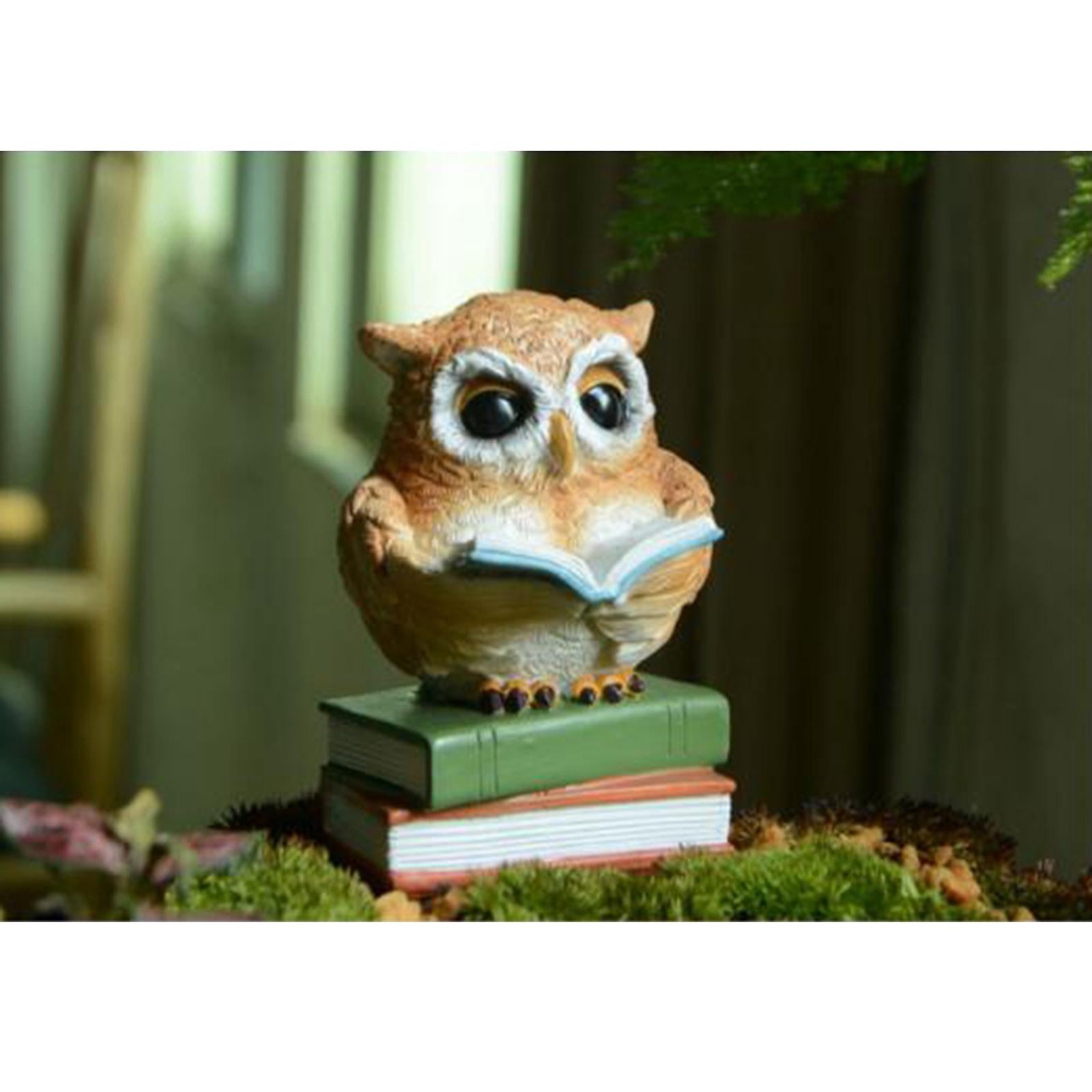 Cute Resin Owl Figurines Miniatures Garden Lawn Pots Decorations Accessories D