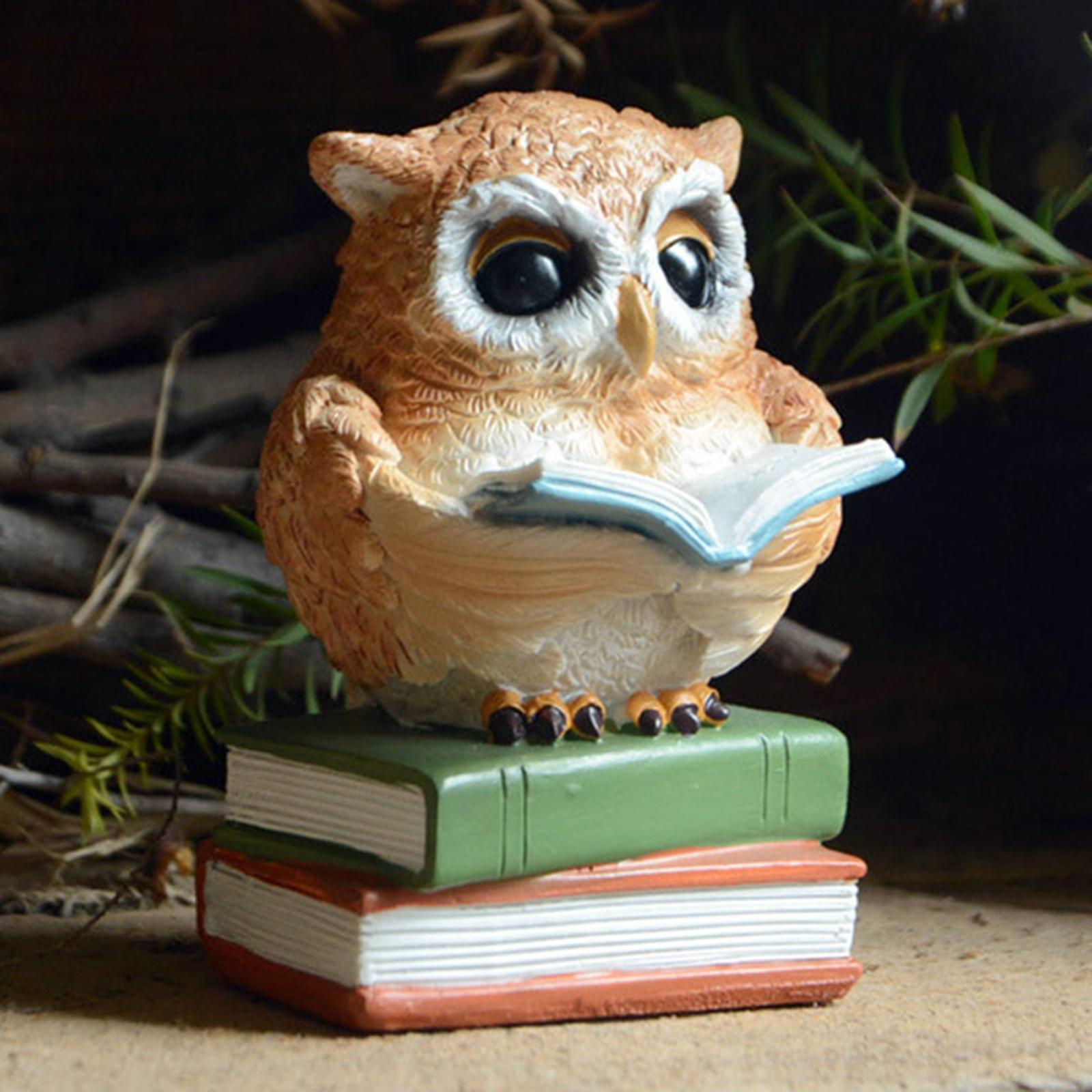 Cute Resin Owl Figurines Miniatures Garden Lawn Pots Decorations Accessories D