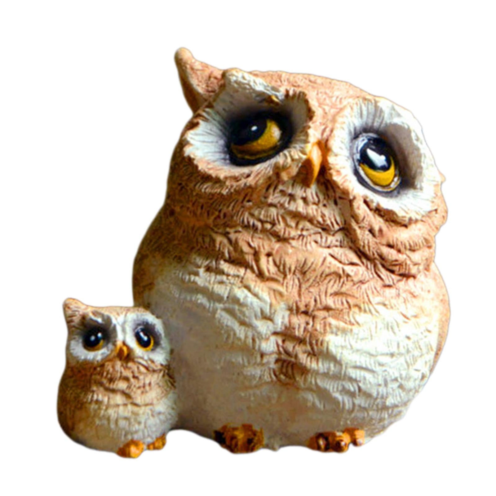 Cute Resin Owl Figurines Miniatures Garden Lawn Pots Decorations Accessories E