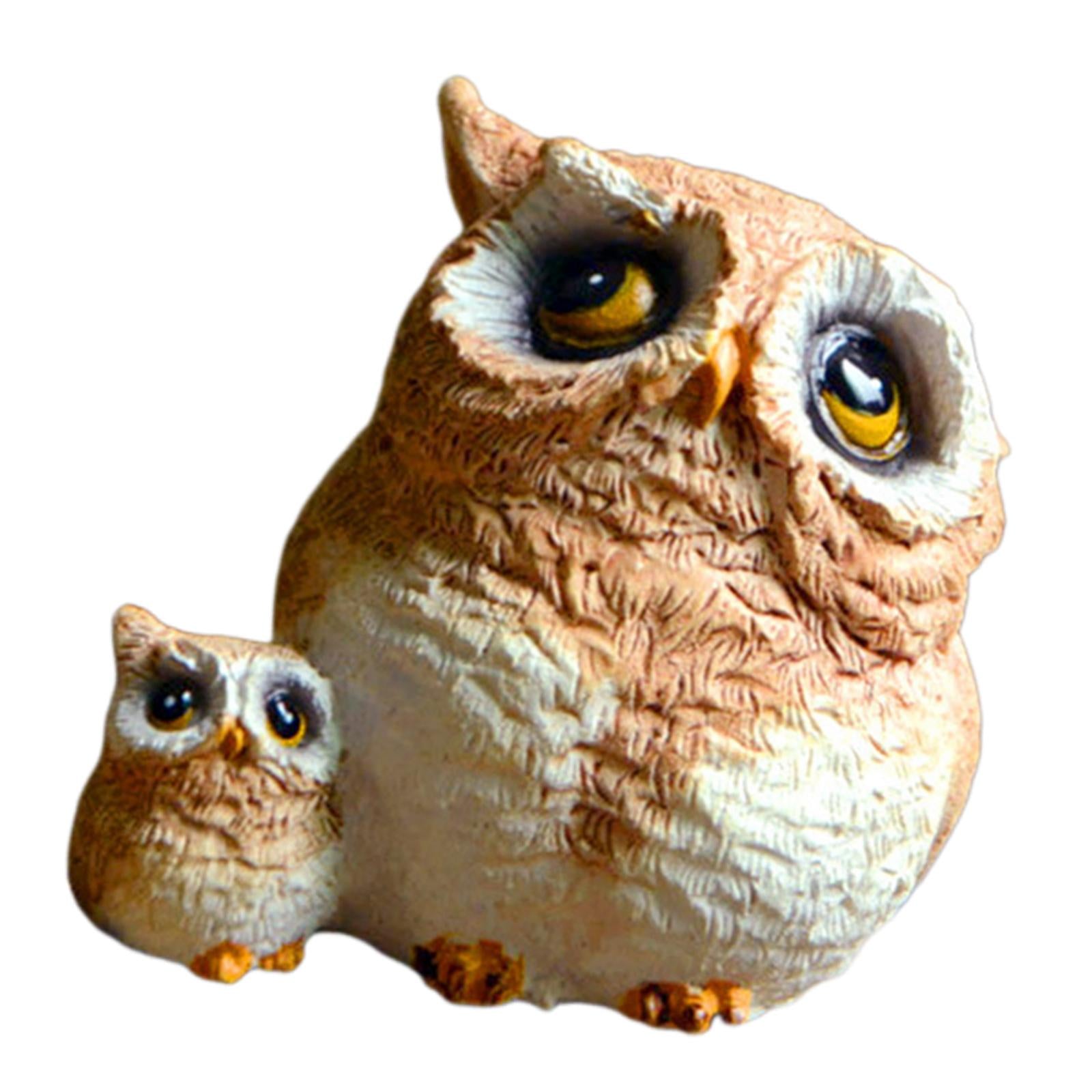 Cute Resin Owl Figurines Miniatures Garden Lawn Pots Decorations Accessories E