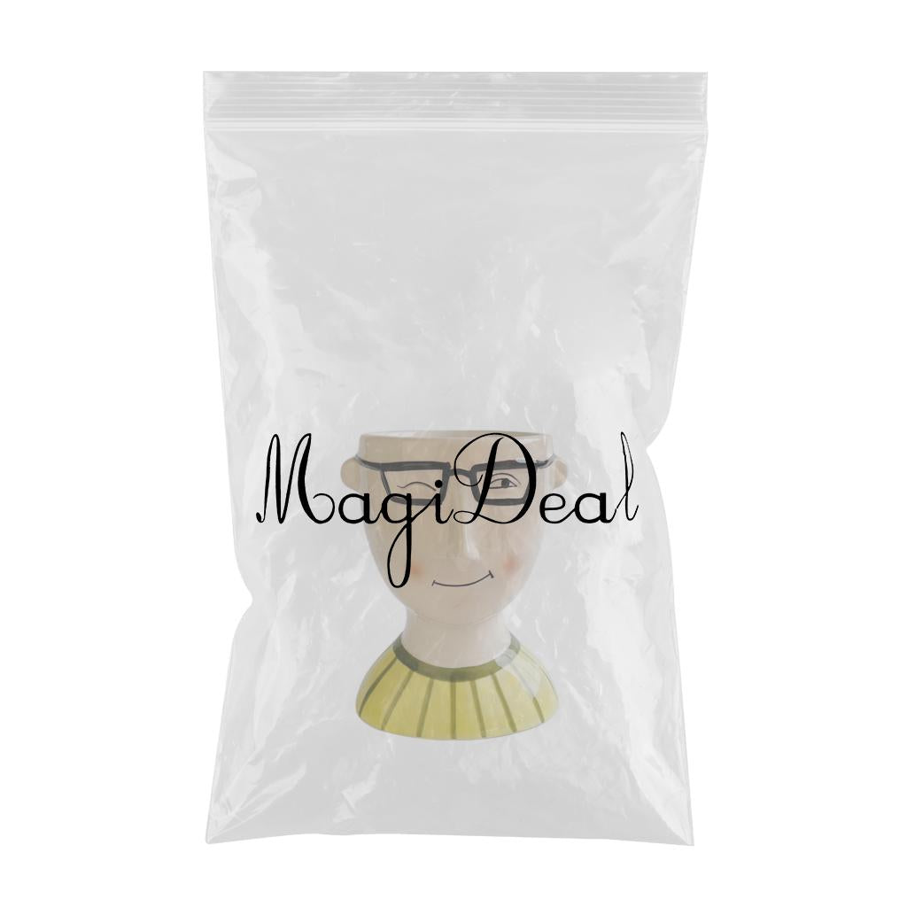 Cute Human Face Ceramic Flower Vase for Office Living Room Decor Glasses Man