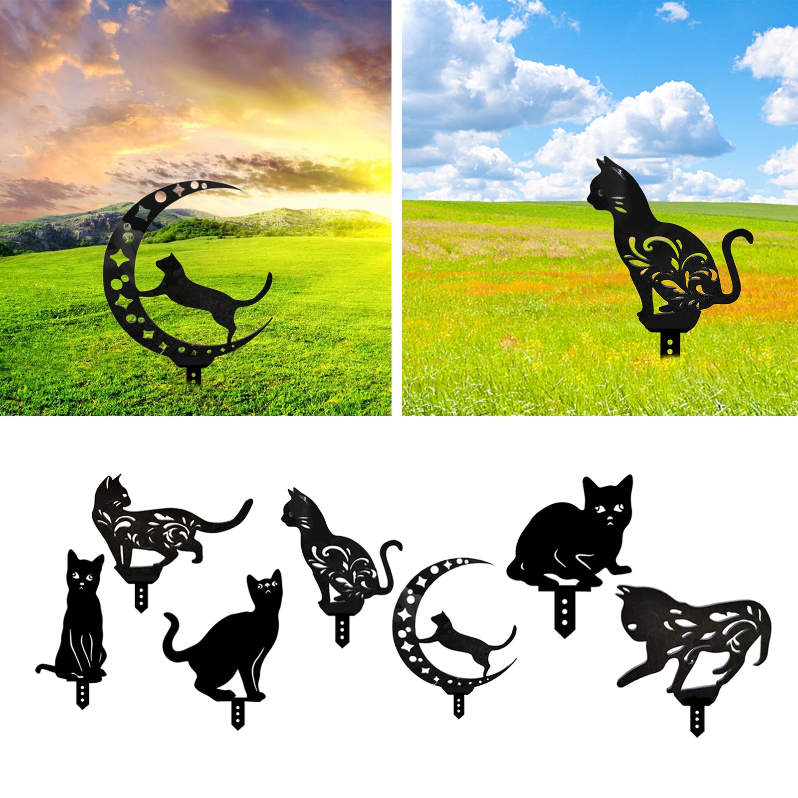 Cat Kitty Acrylic Animal Silhouette Stake Garden Yard Decor A 12x16cm