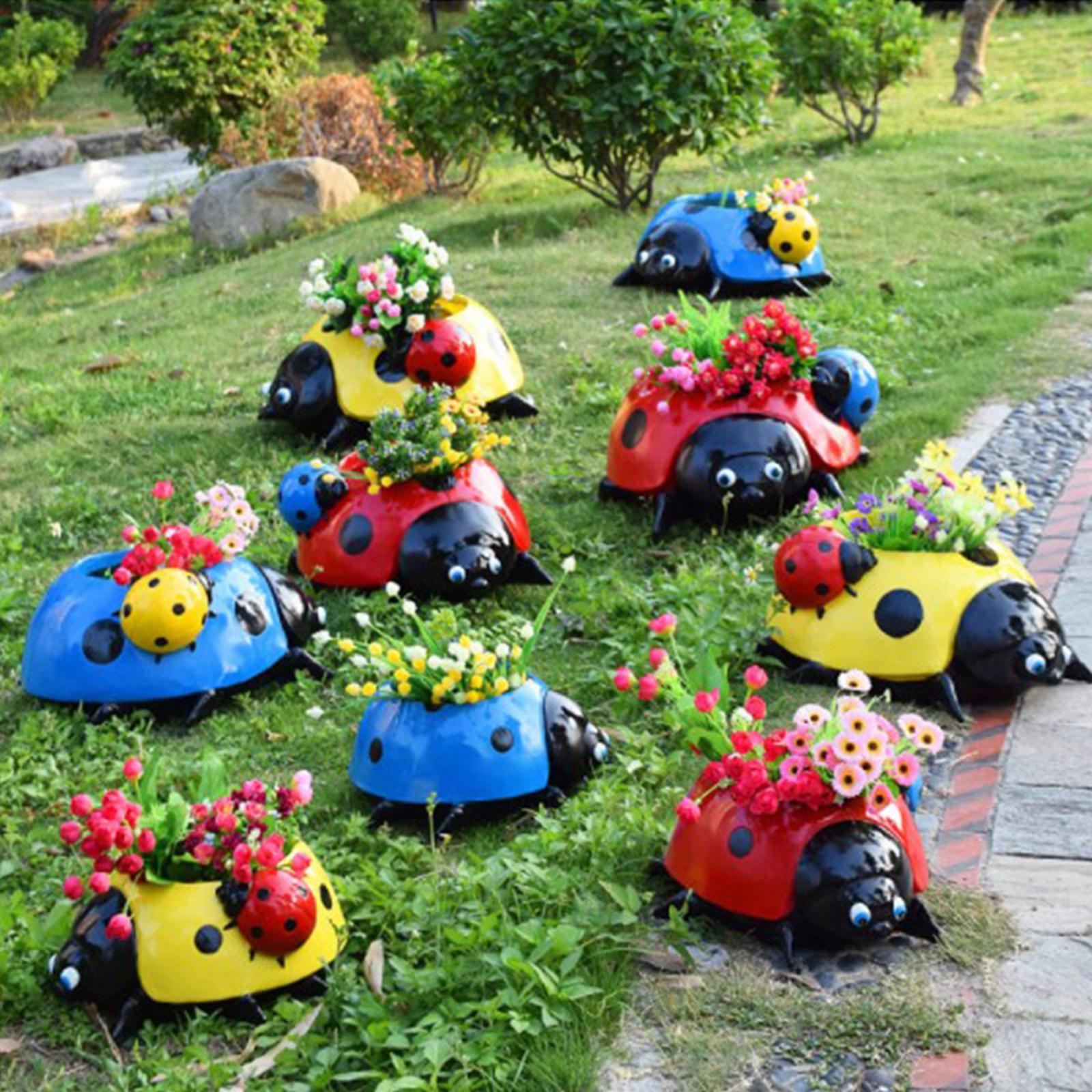 Creative Ladybug Succulent Cactus Pot Flower Pot Garden Home Decor Red