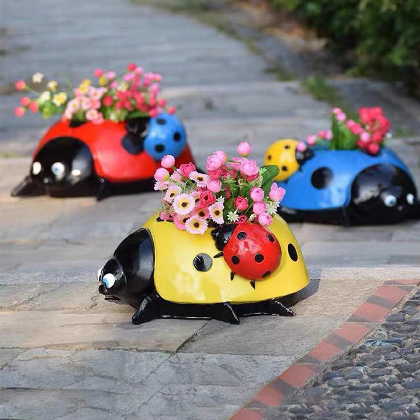 Creative Ladybug Succulent Cactus Pot Flower Pot Garden Home Decor Red