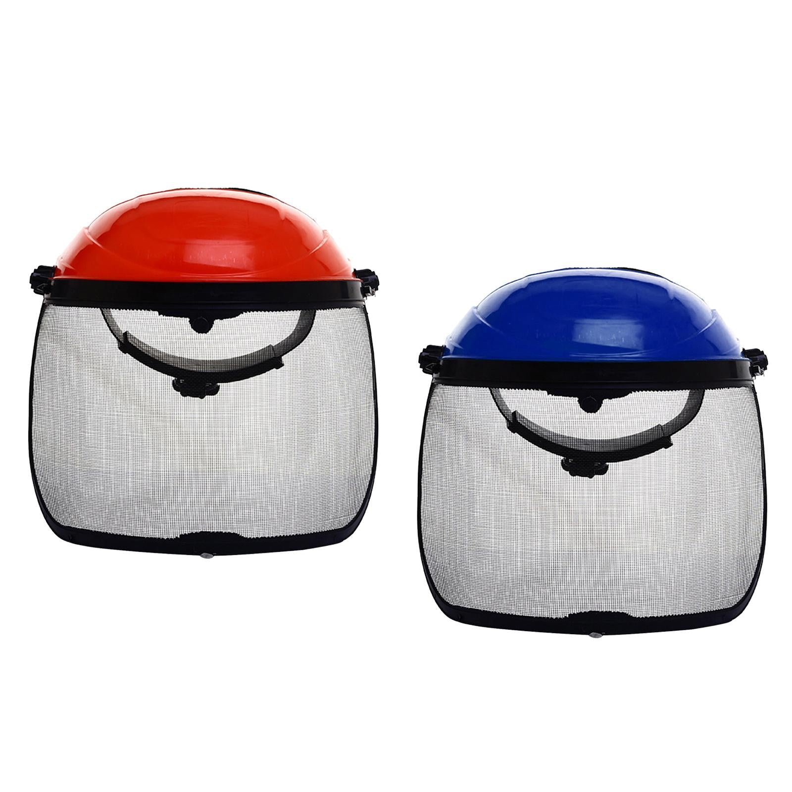 Chainsaw Brushcutter Safety Helmet Metal Mesh Full Visor Forestry Red