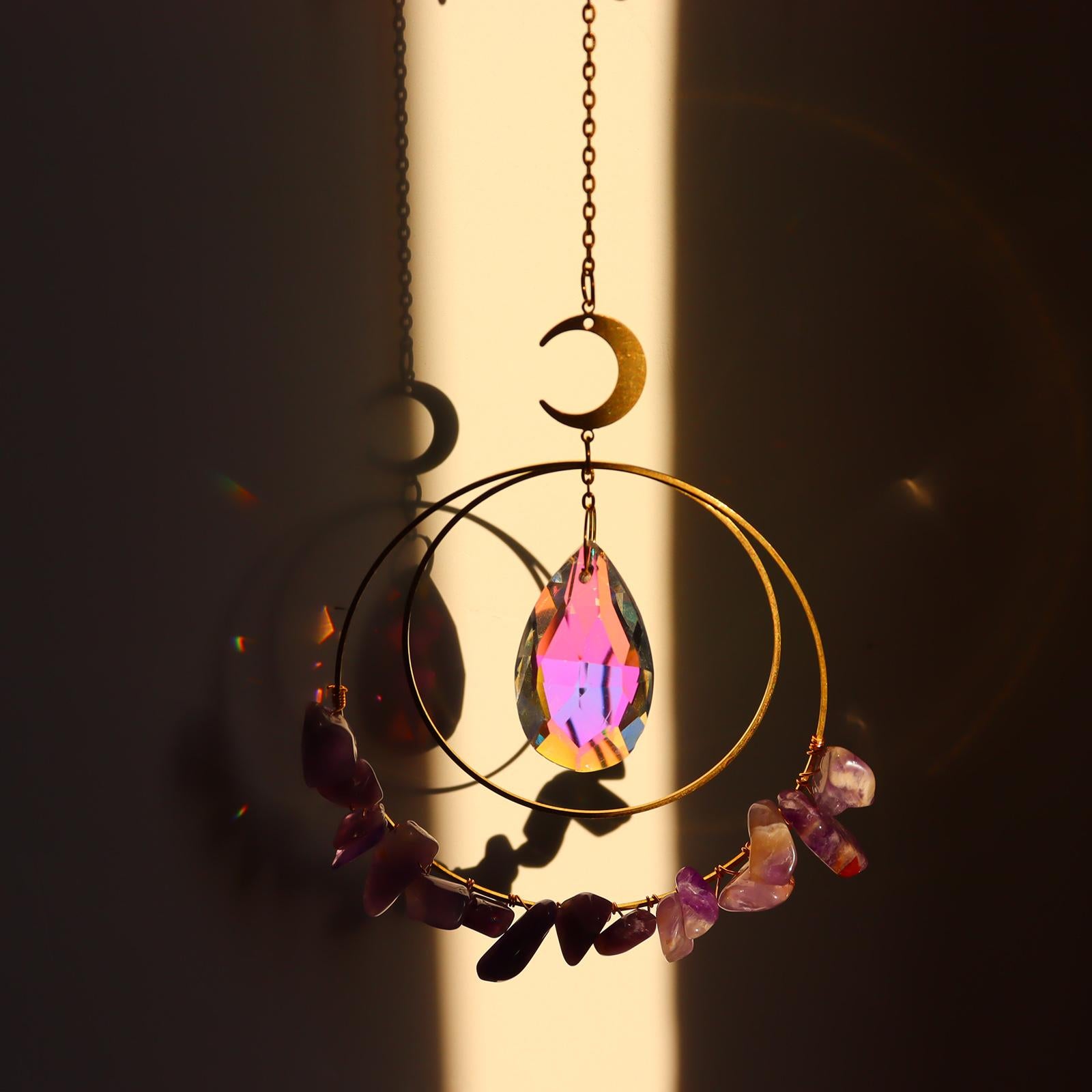 Crystal Window Hanging Decor Crystal Wind Chime Decor Purple