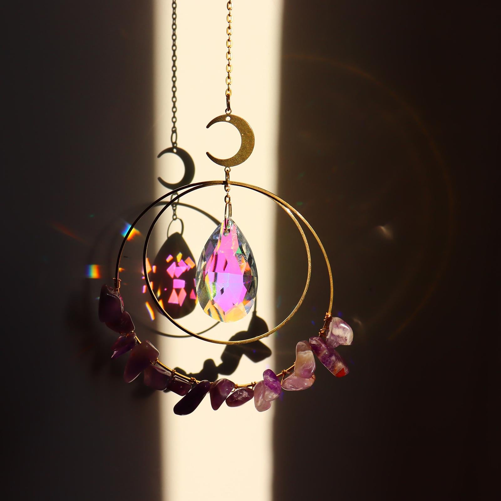 Crystal Window Hanging Decor Crystal Wind Chime Decor Purple