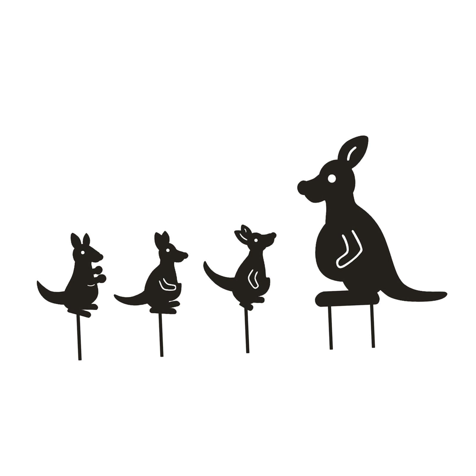 Animal Roo Set Yard Art Outdoor Garden Backyard Stakes Iron Yard Decor