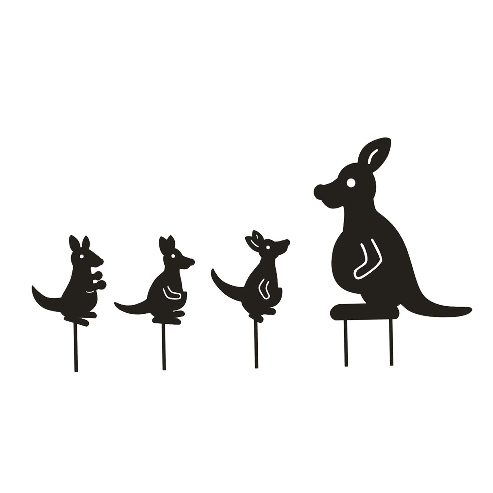 Animal Roo Set Yard Art Outdoor Garden Backyard Stakes Iron Yard Decor
