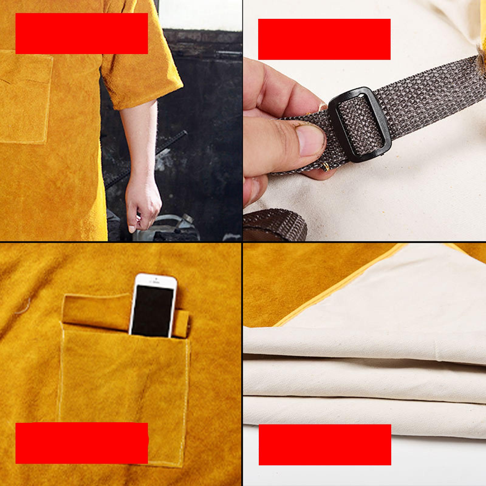 Cowhide Welding Apron Welder Protective Clothing 13.77x41.33 inches Yellow