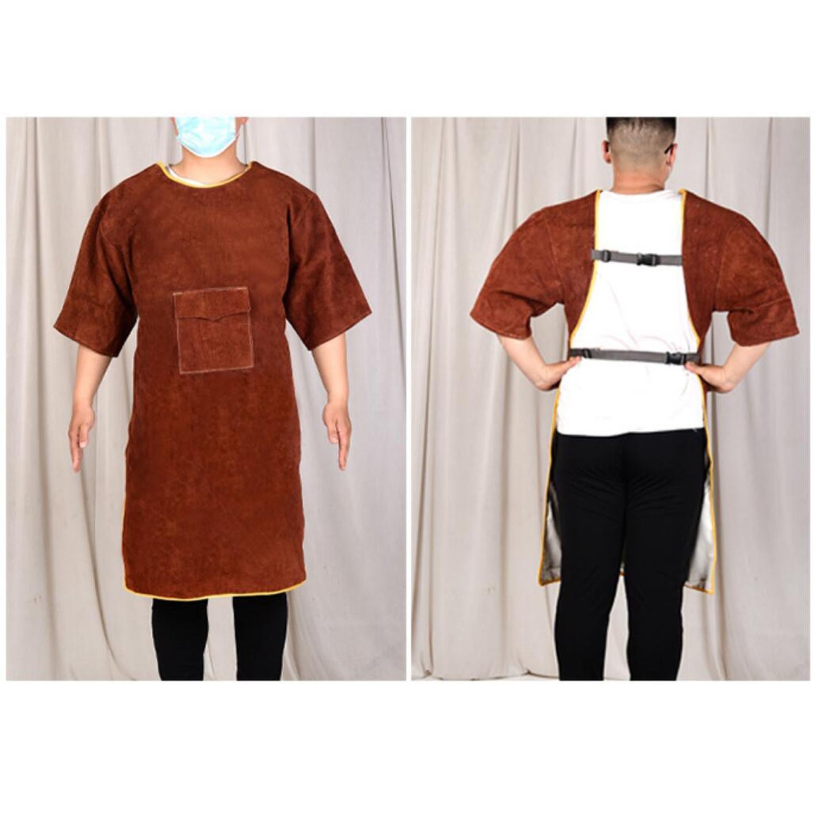 Cowhide Welding Apron Welder Protective Clothing 13.77x47.24 inches Brown