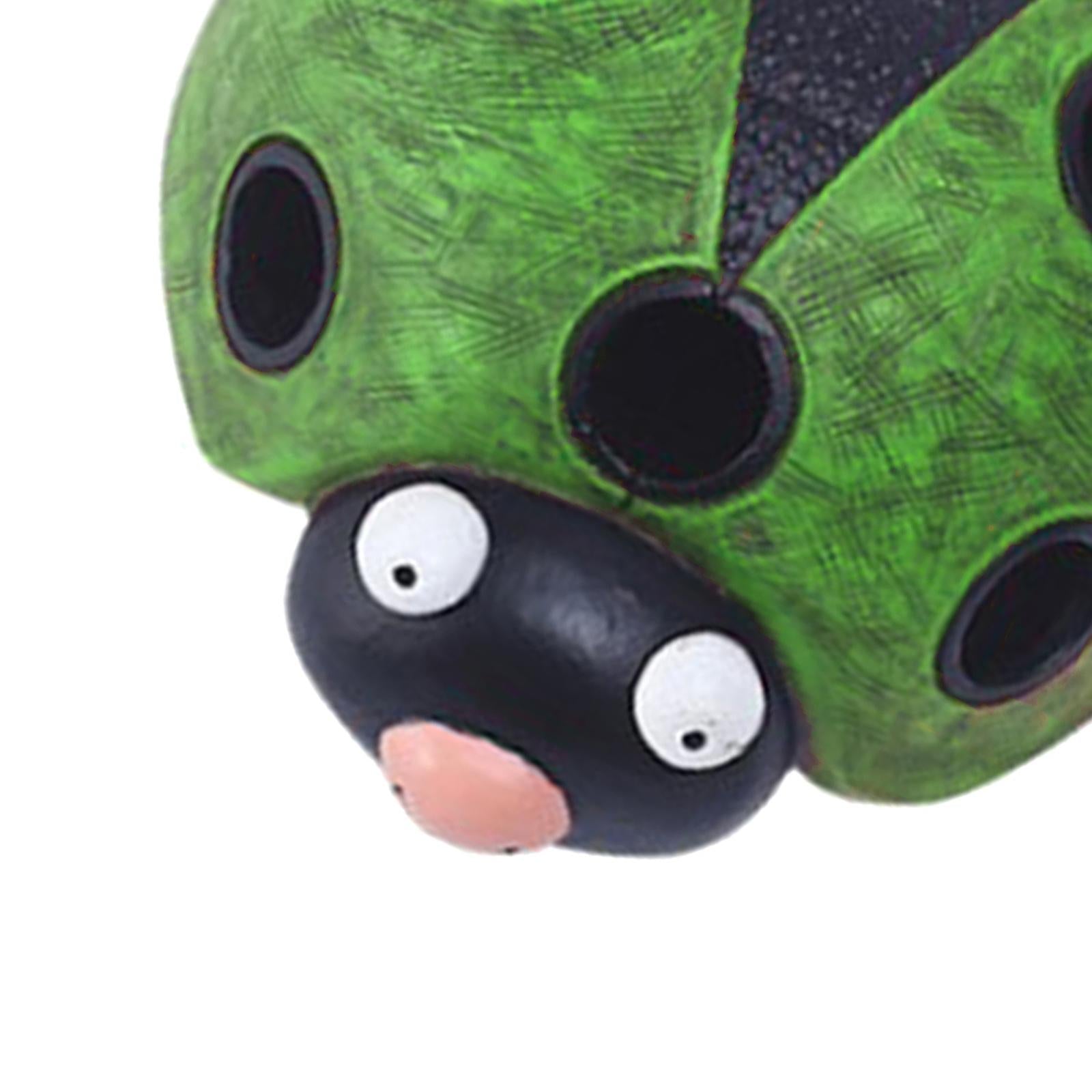 Cute Solar Lighted Ladybug Miniature Statue Home Garden Patio Decor Green