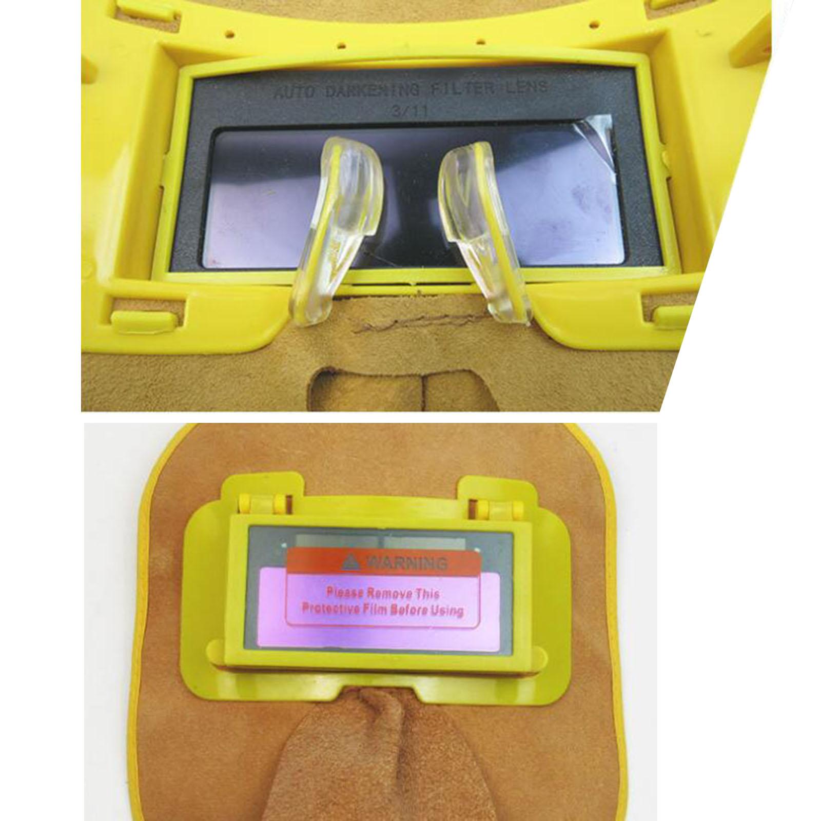 Auto Darkening Welder Helmet Cow Leather Electric Welding Mask Argon Arc