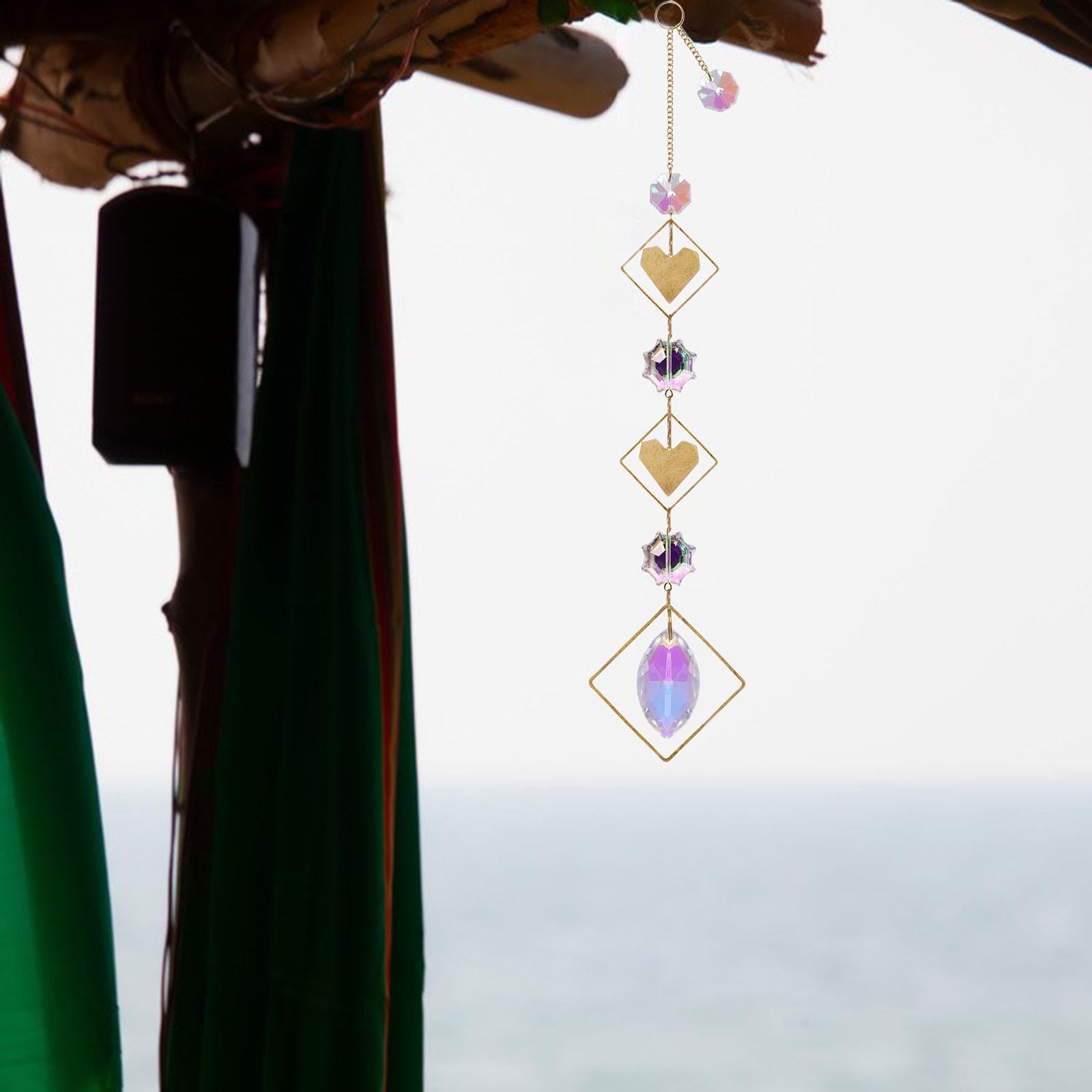 Crystal Pendant Hanging Ornament for Indoor Outdoor Home Office Window Decor B