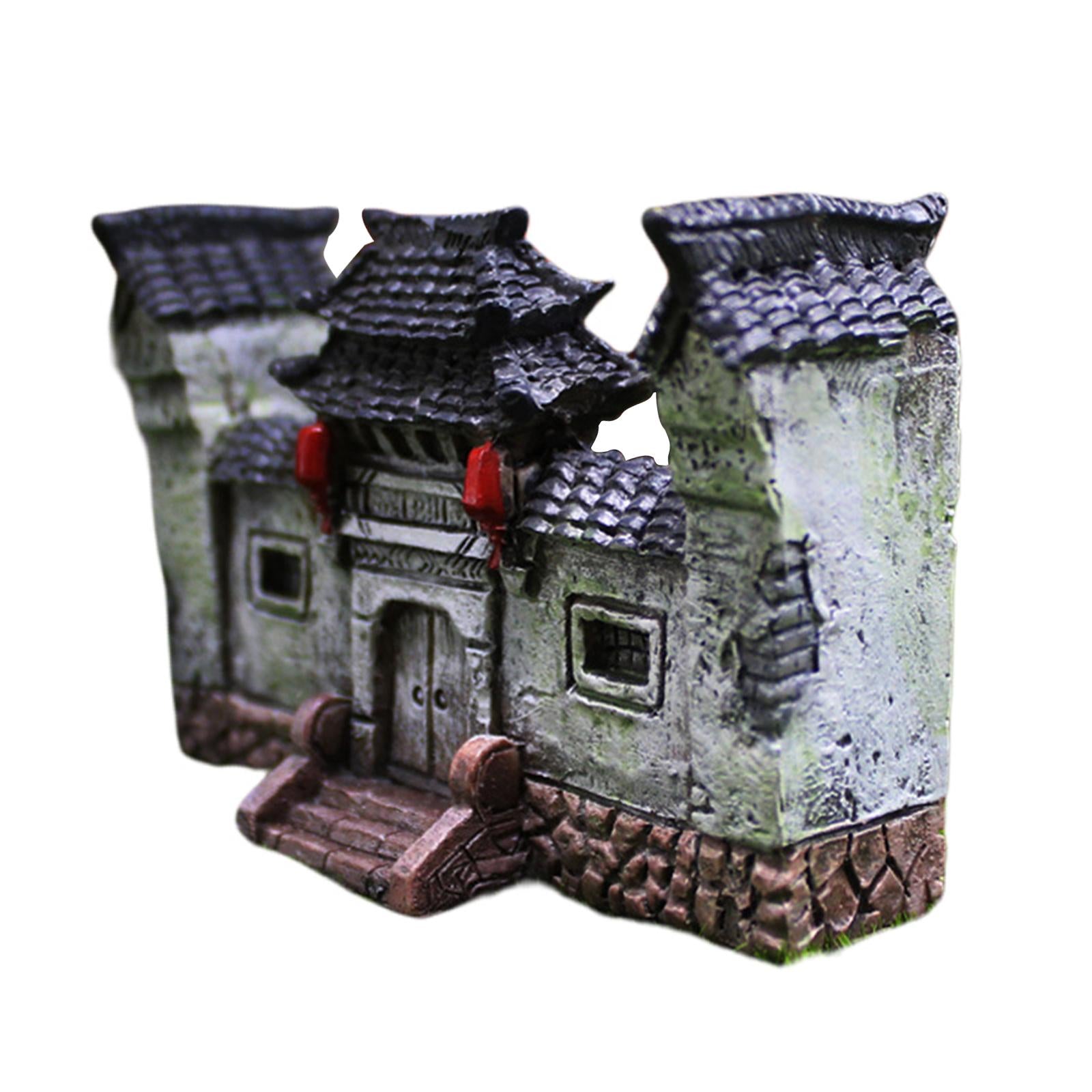 2xAncient Gate Statue Fairy Garden Accessories for Aquarium Garden Decoration