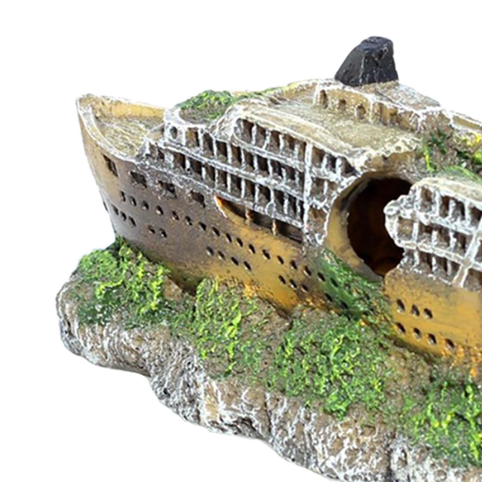 Creative Ship Wreckage Collections Resin Crafts for Fish Tank Accessories 19x6x8cm