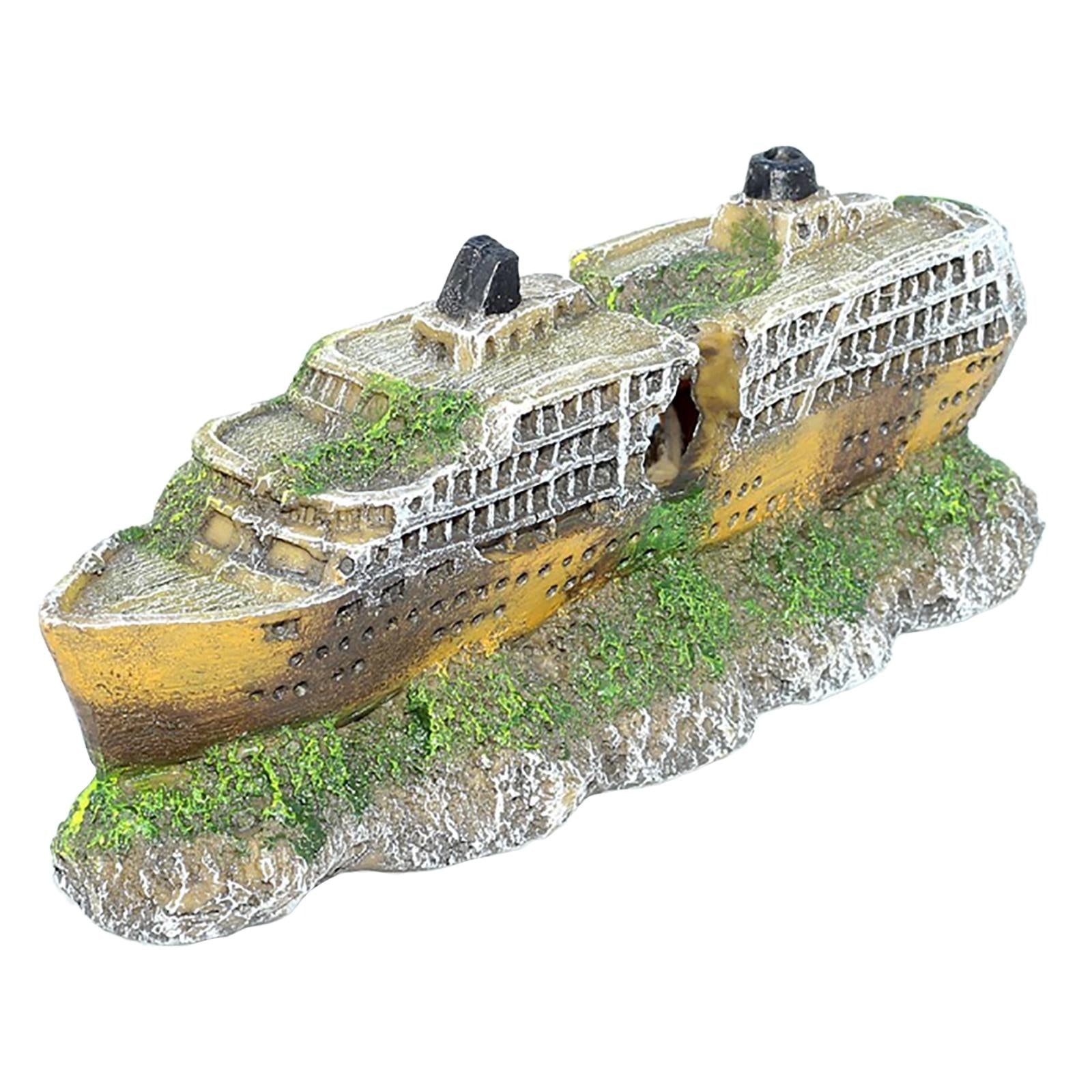 Creative Ship Wreckage Collections Resin Crafts for Fish Tank Accessories 19x6x8cm