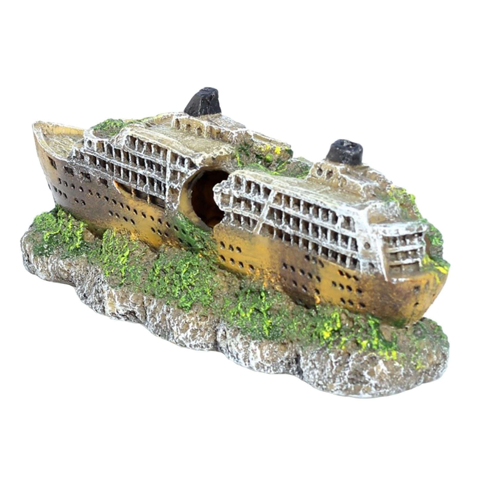 Creative Ship Wreckage Collections Resin Crafts for Fish Tank Accessories 19x6x8cm