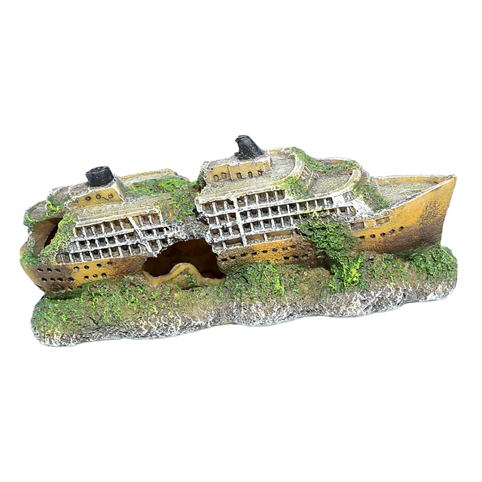 Creative Ship Wreckage Collections Resin Crafts for Fish Tank Accessories 19x6x8cm