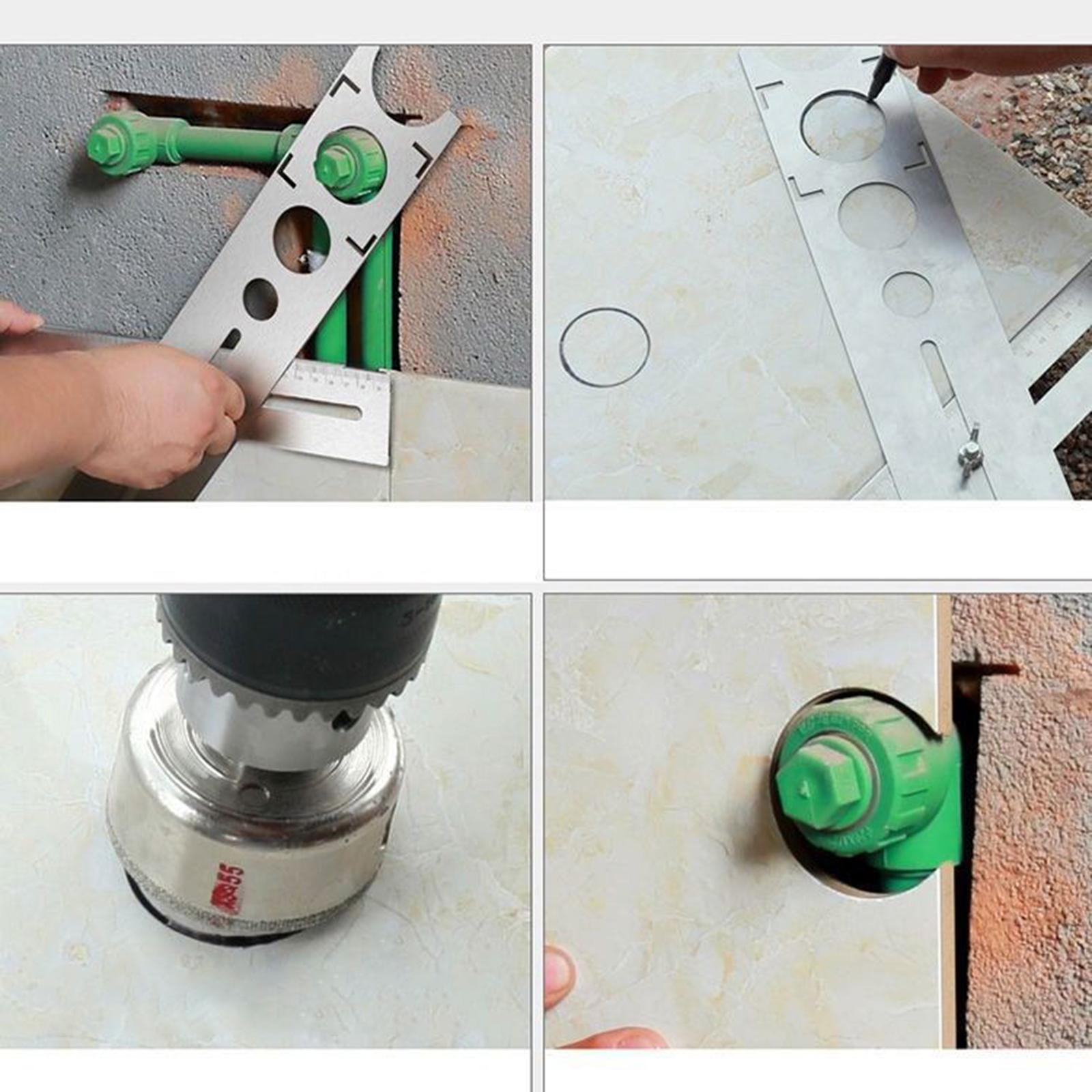 Ceramic Tile Hole Locator Ruler Drilling Artifact Puncher for Ceramic Wall Extra thick60CM 4bit
