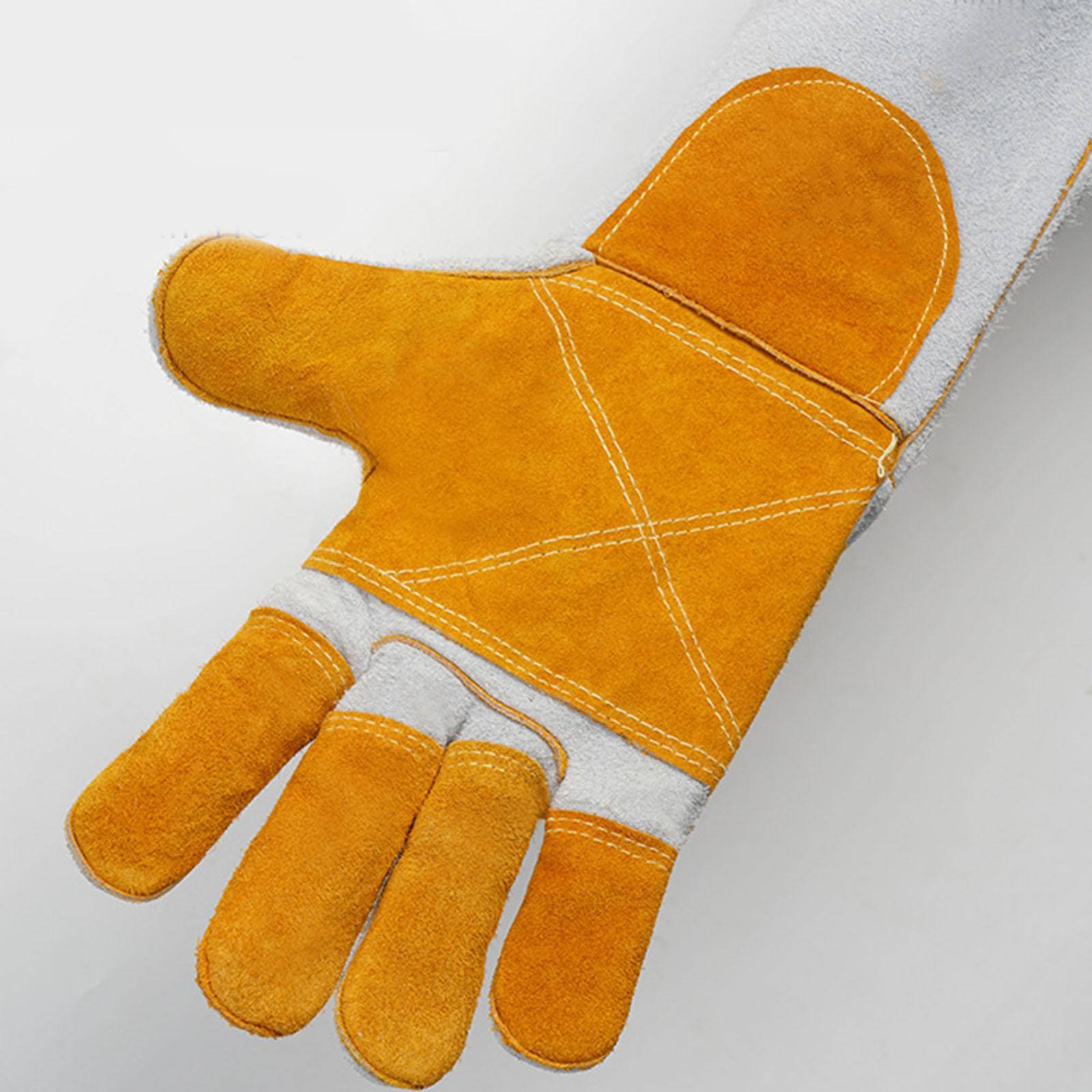 Cowhide Electric Welding Gloves Fireproof Wear Resistant for BBQ Grill