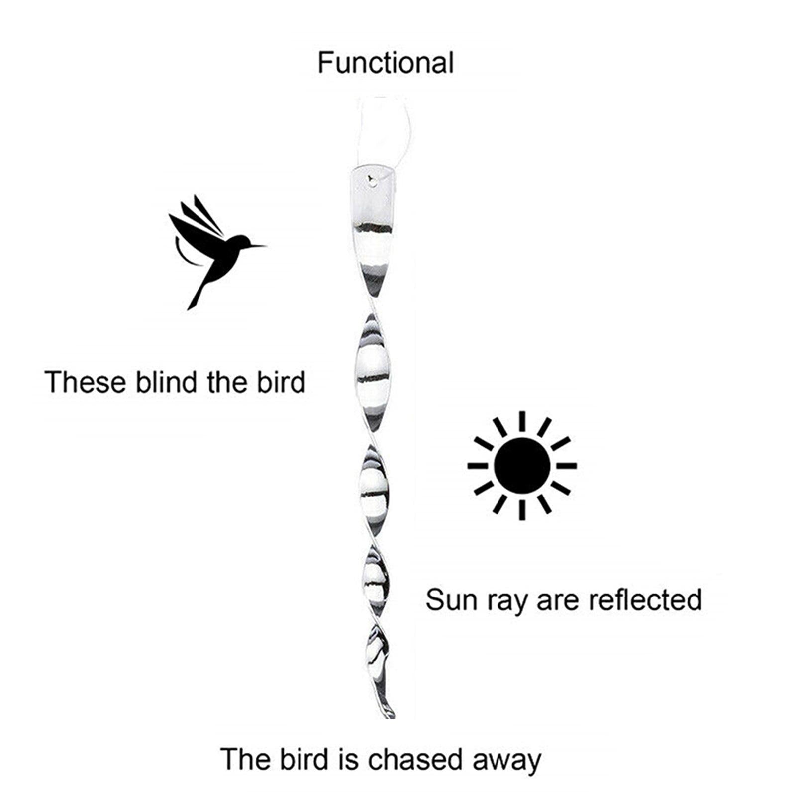 Bird Repellent Rotating Rod Reflective Spiral Deterrent Control Device 30pcs