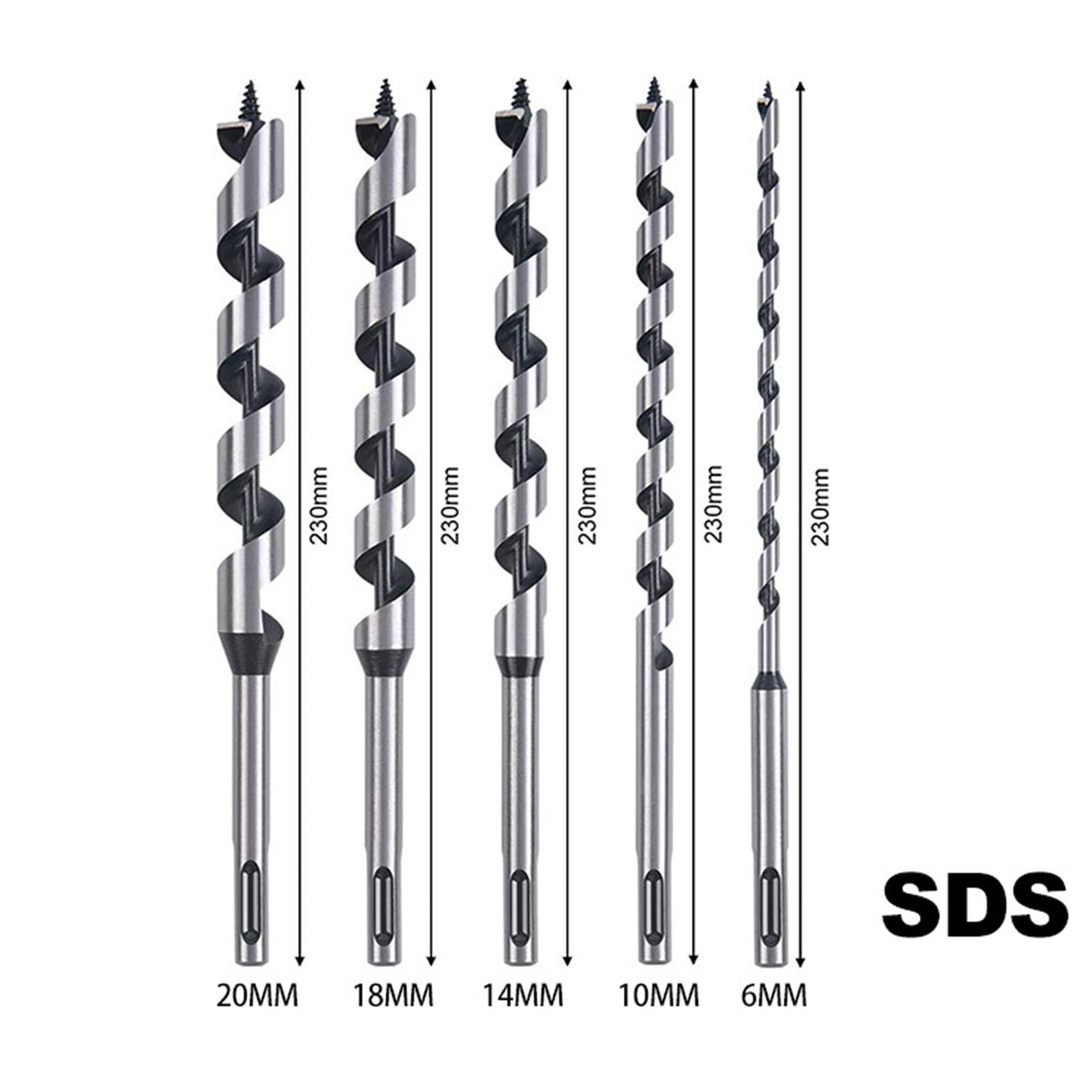 Auger Point Drill Bits Set Wood Boring Extra Long 5pc