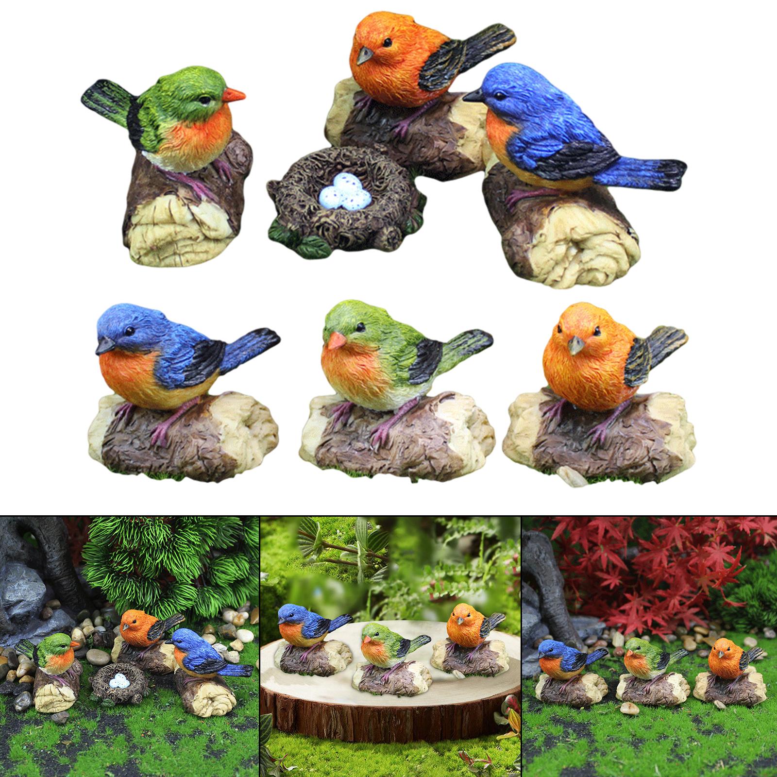 Bird Ornaments Fairy Garden Animal Model for Bonsai Decor Doll House Yard no birds nest