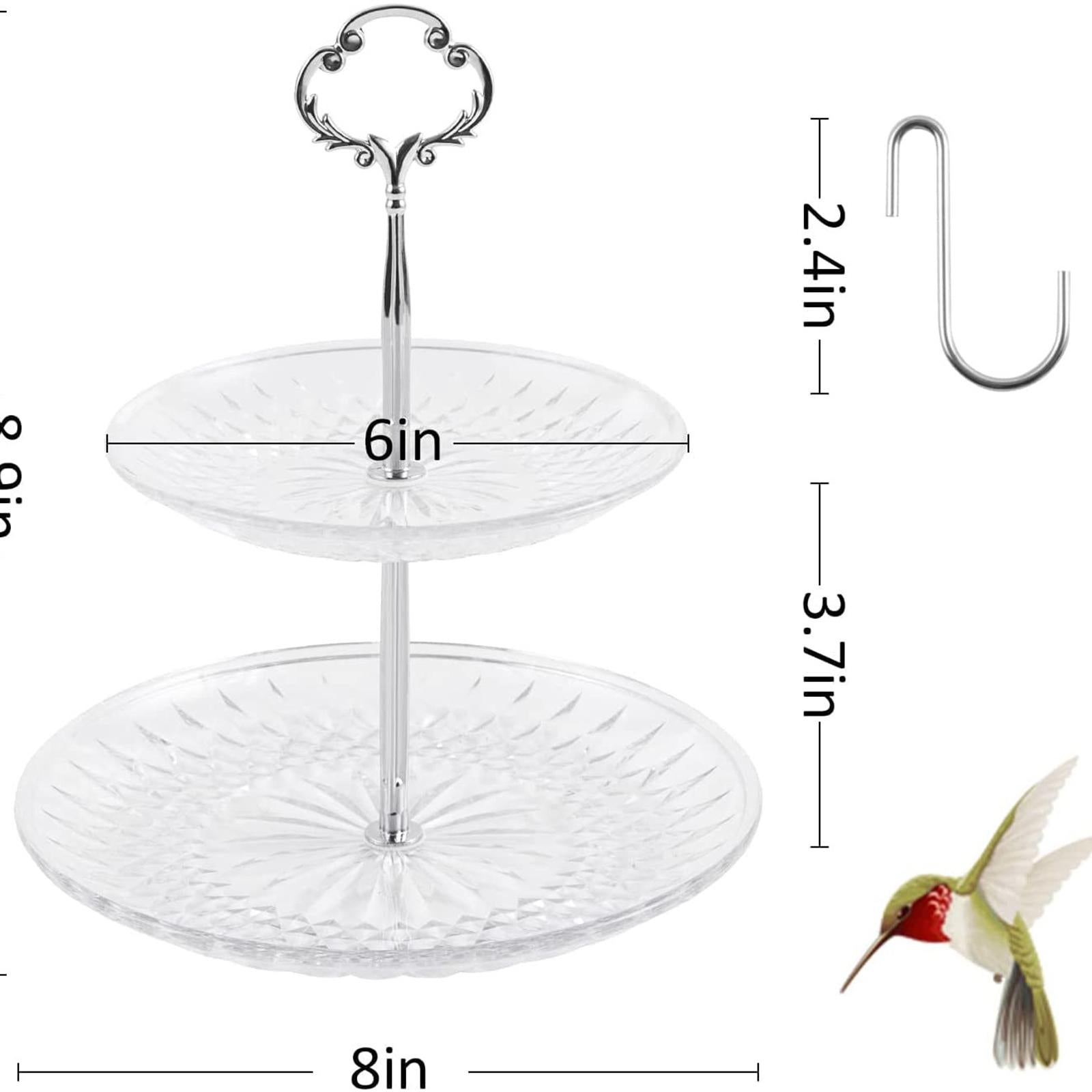 Clear Double Layer Bird Feeder Wild Birds Hanging Tray Garden Metal Hook