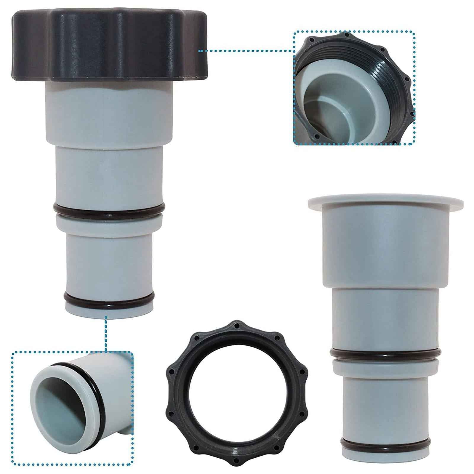 Portable Pool Hose Adapter Fittings Durable Valve with Collar for Pool