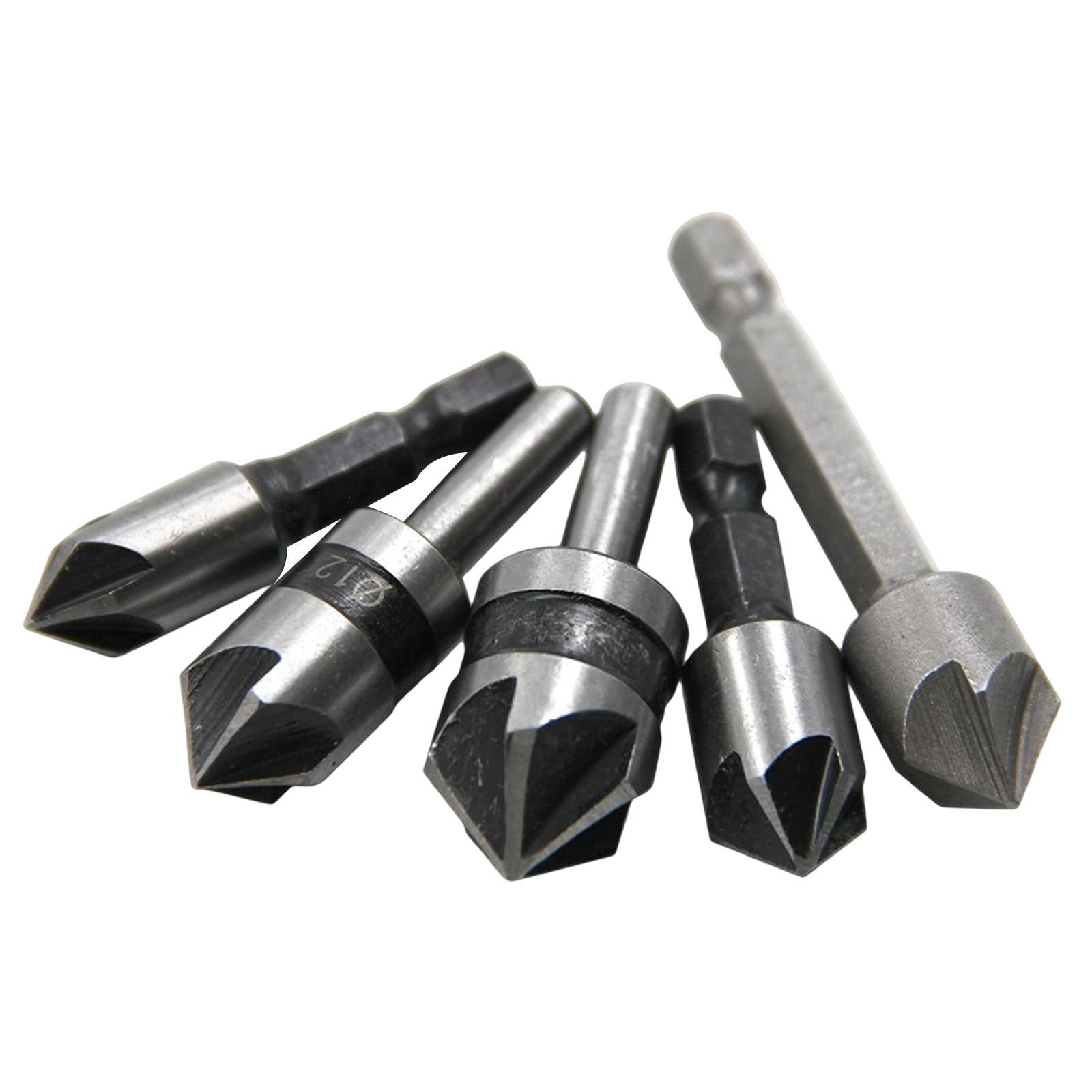 3xHigh Speed Steel Countersink Drill Bit 5 Flute 82 Degree for Softwood 5Pcs