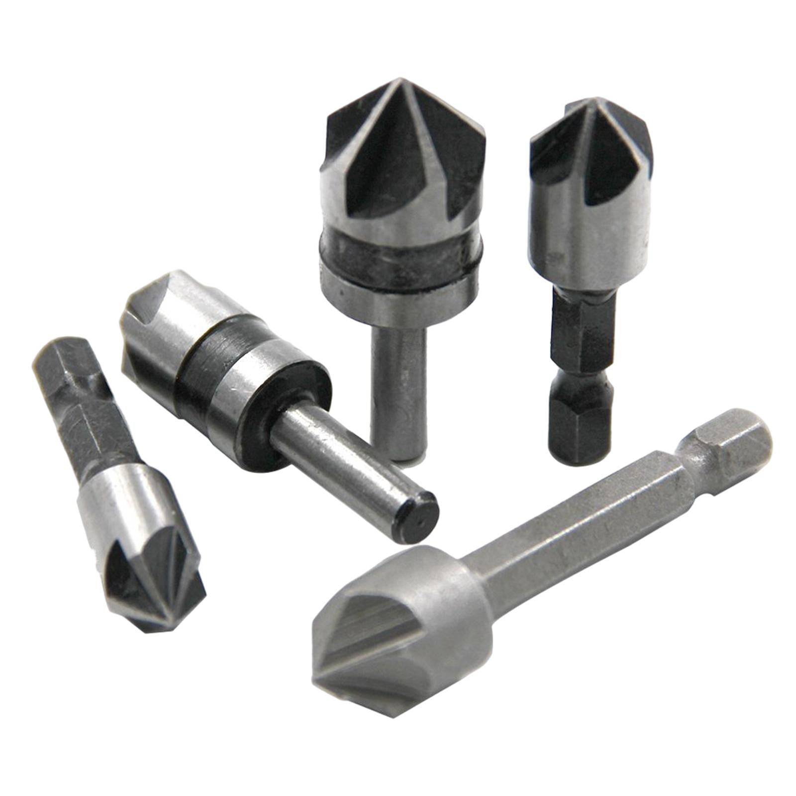 3xHigh Speed Steel Countersink Drill Bit 5 Flute 82 Degree for Softwood 5Pcs