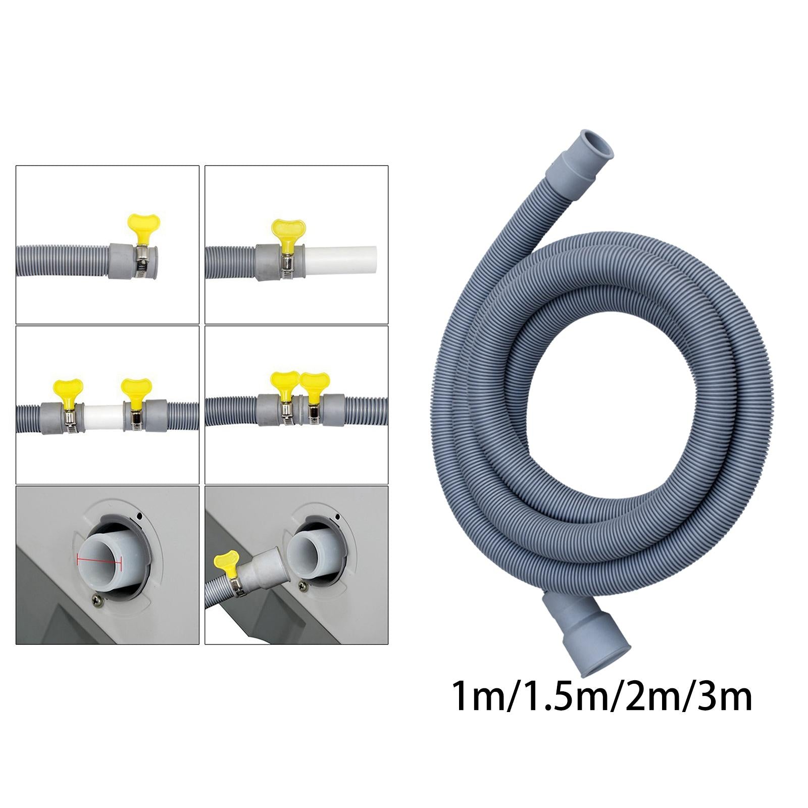 2xWashing Machine Drain Hose Flexible Universal Fit Replacement Accessory 1m