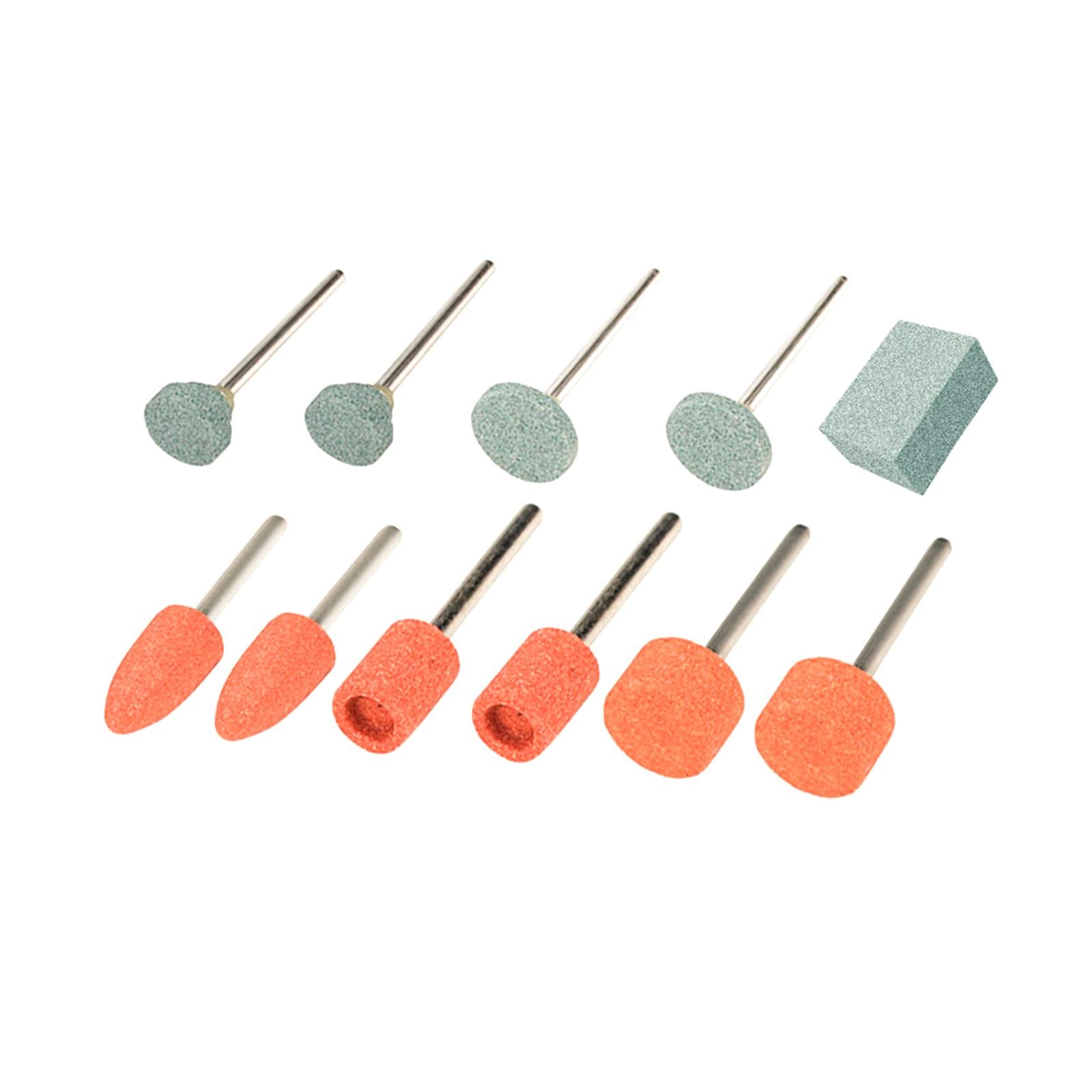 2xSet of 11Pcs Abrasive Mounted Stone Heads Set Accessories ,1/8 inch Shank