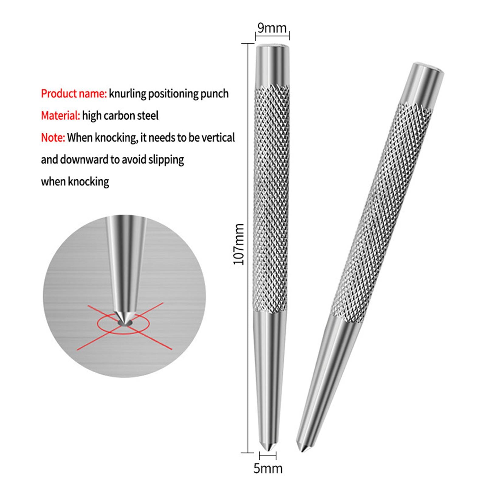 4xMetal Positioning Punch Non Slip Knurling Handle Drill Bit Borehole