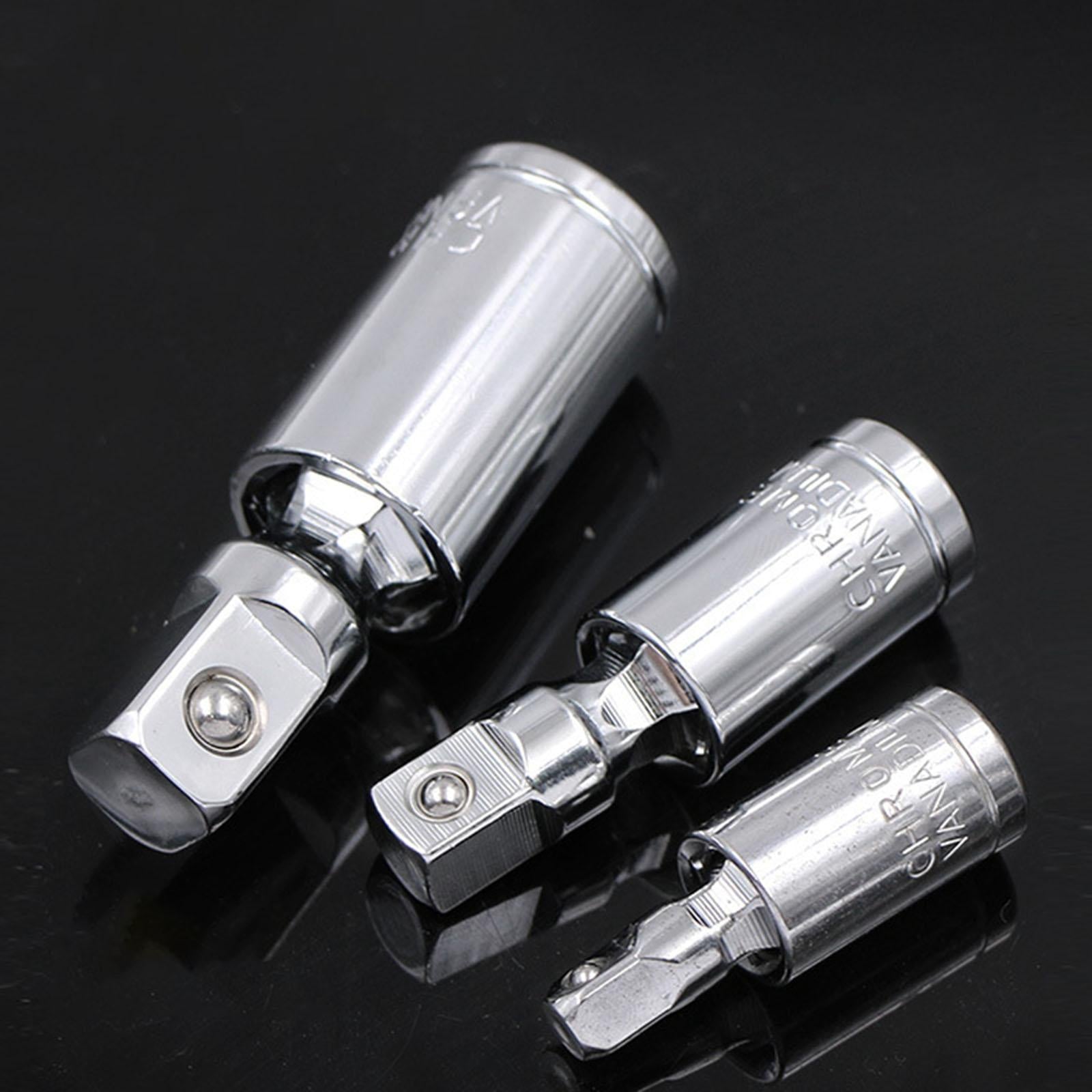3xImpact Grade Universal Joint Swivel Socket Adapter Spring Loaded Durable 1/4