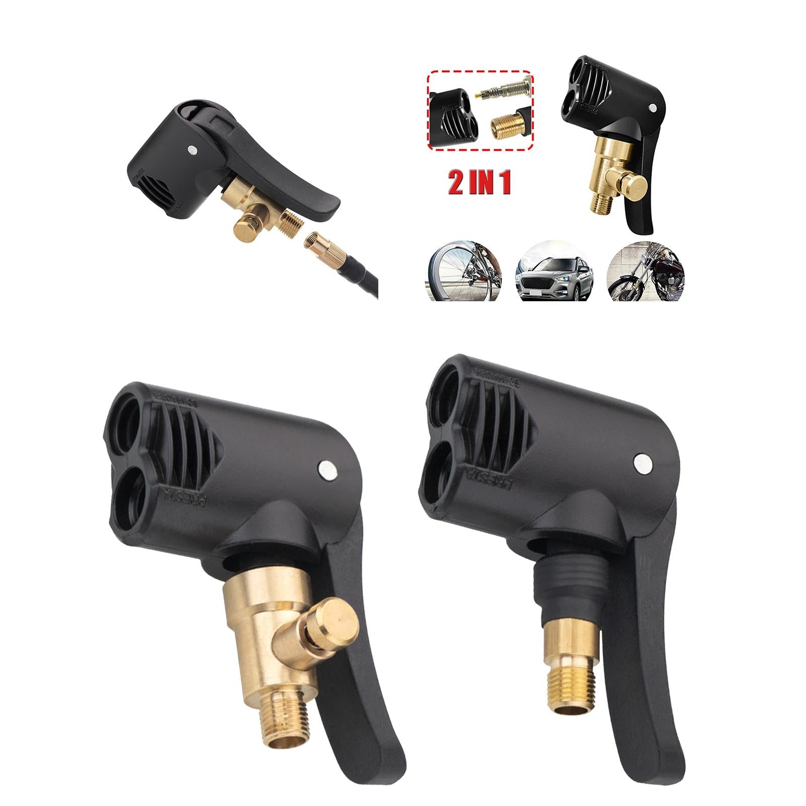 3xCar Tire Air Inflator Hose Nozzle Dual Threads Supplies Repair Parts Accs Deflated