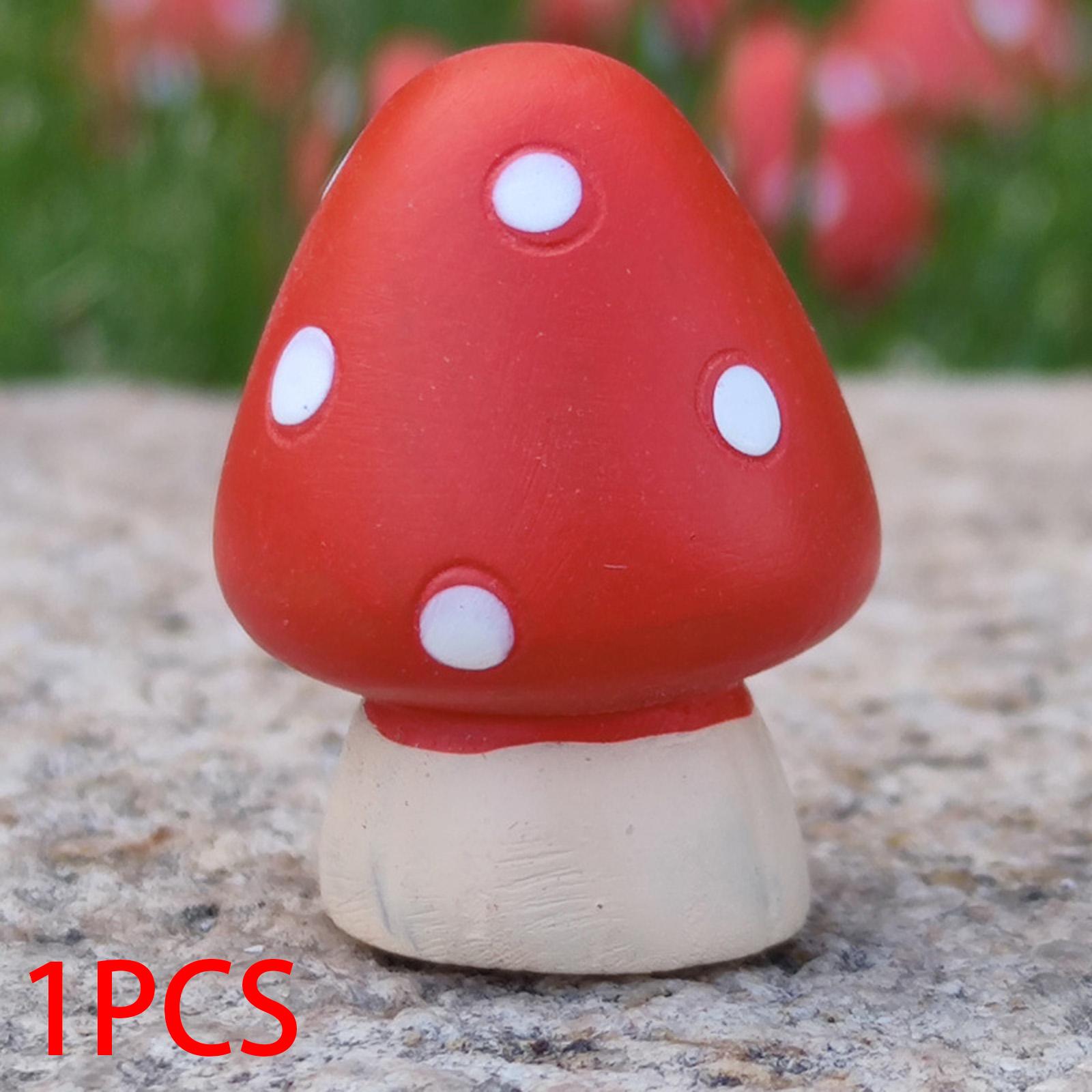 2xAdorable Red Mushroom Photo Props Fish Tank Fairy Garden Accessories Small