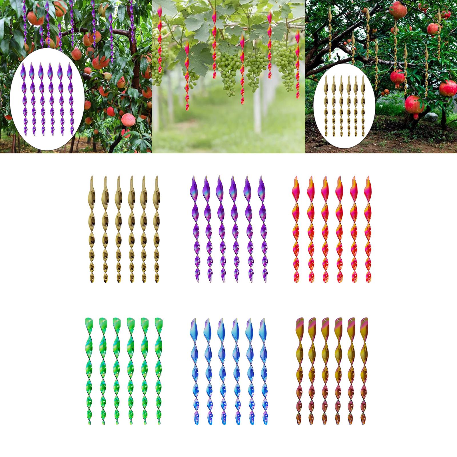 2x6Pcs 12inch Bird Repellent Reflective Spiral Scare Rods Decoration Accessory Aureate