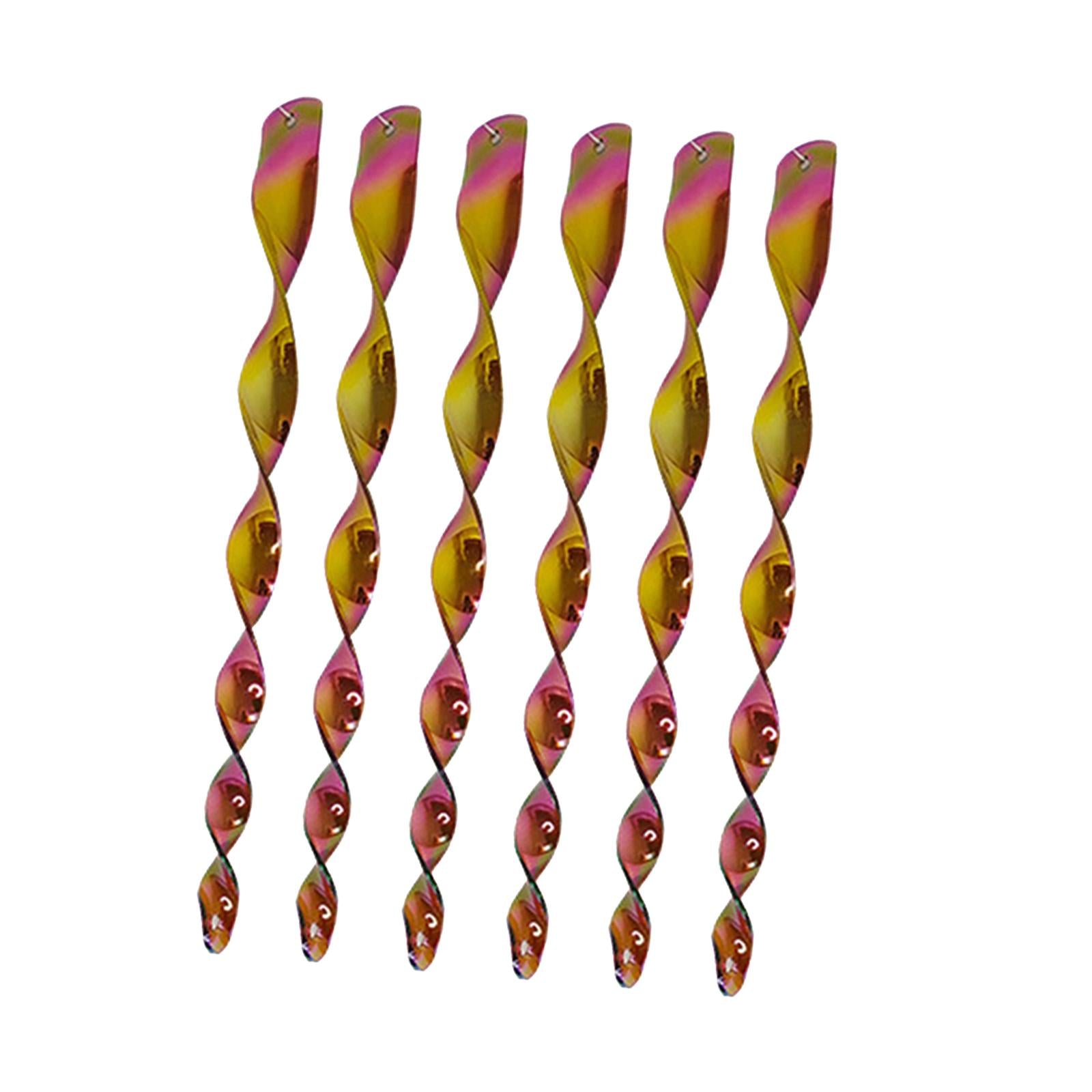 2x6Pcs 12inch Bird Repellent Reflective Spiral Scare Rods Decoration Accessory Coffee