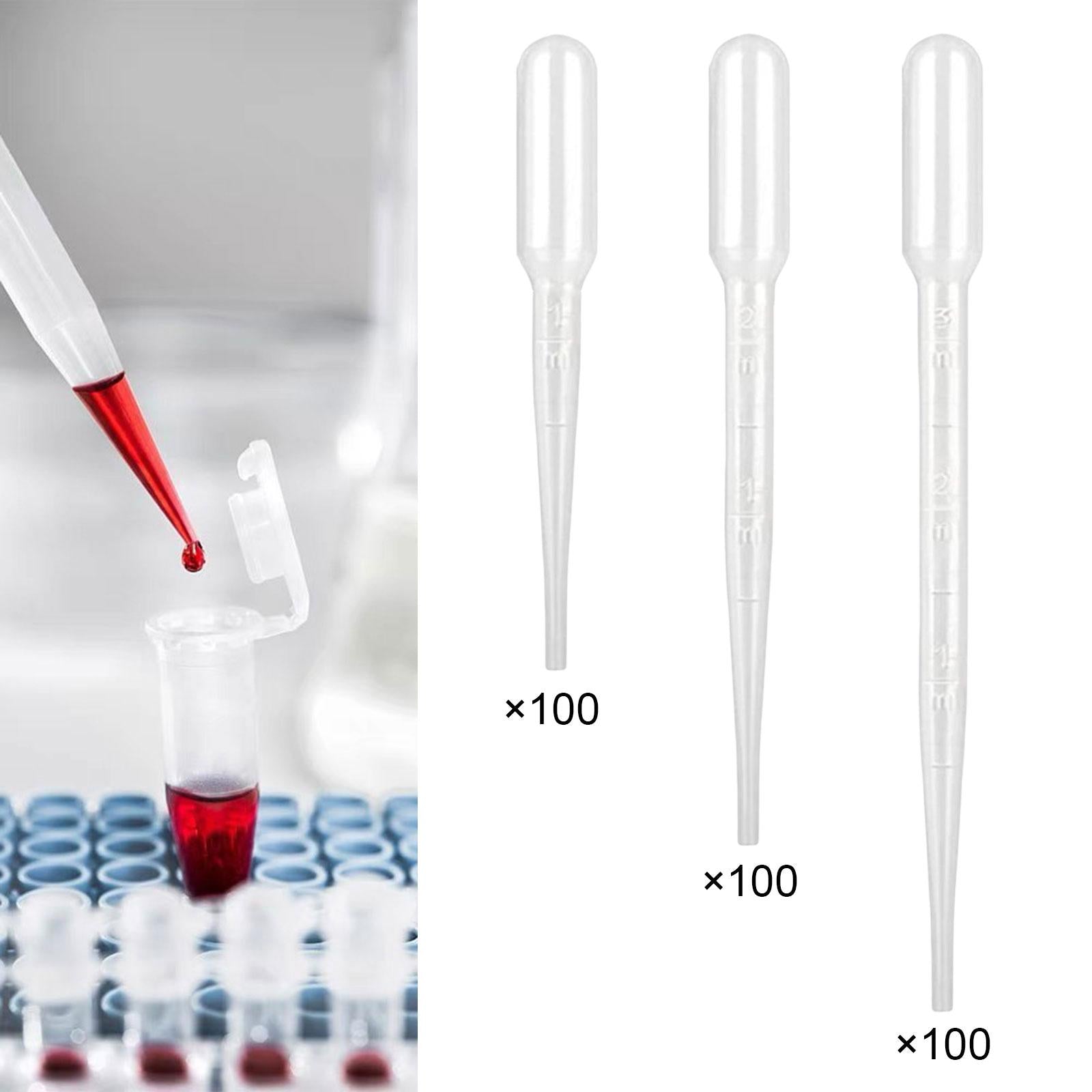 3x100 Pieces Disposable Eye Dropper Transfer Graduated Pipettes Small Home Use 1mL