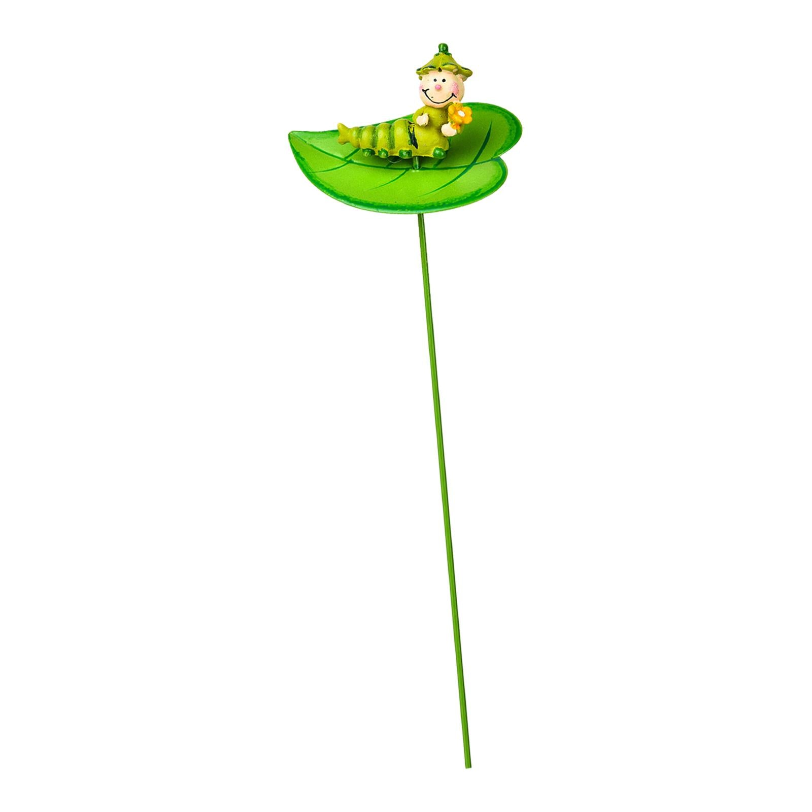 2xmetal flowers Stick Spring Outdoor decor Stake for Garden Bonsai Farms leaf