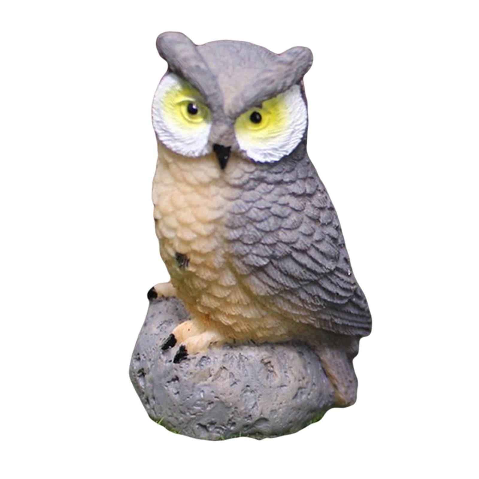 2xMini Owl Resin Miniature Birds for Bonsai Crafts Home Decor Micro Landscape Gray