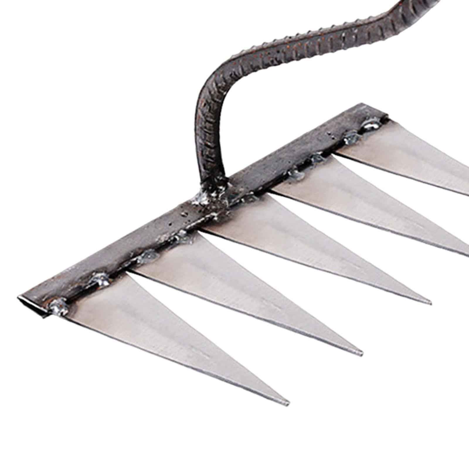 Garden Rake Hardened Strong Sharp Tines Rake for Gardening Mulching Backyard with 5 Tines