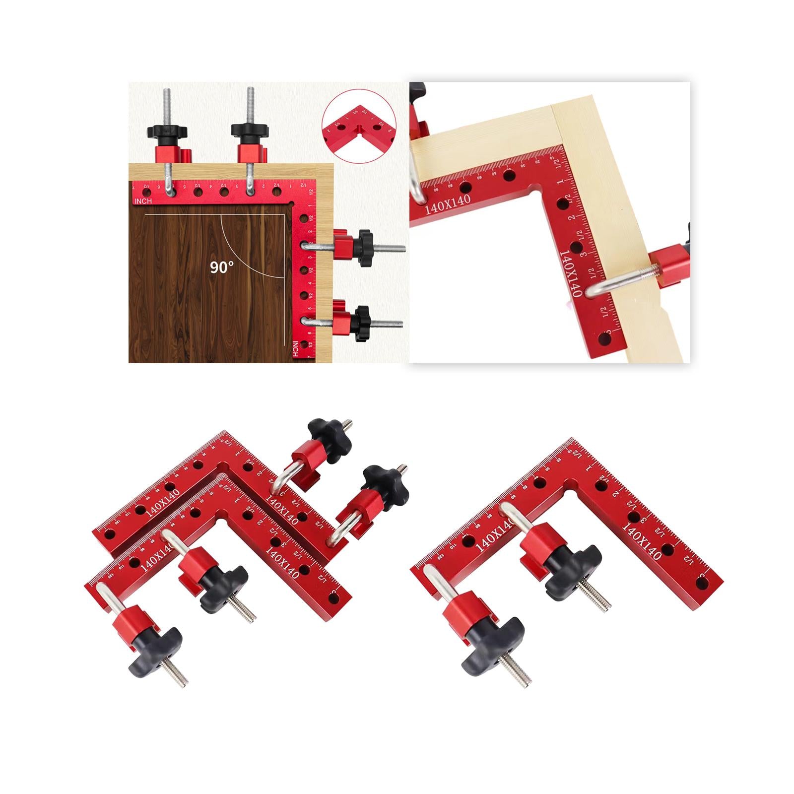 2x90 Degree Positioning Squares Corner Clamps for Frame Cabinets Carpenter DIY 6 piece set