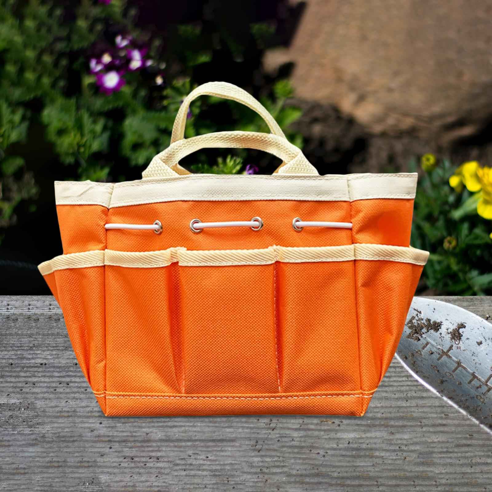 Garden Tool Bag Heavy Duty Wear Resistant Oxford Bag for Outdoor Garden Yard Orange