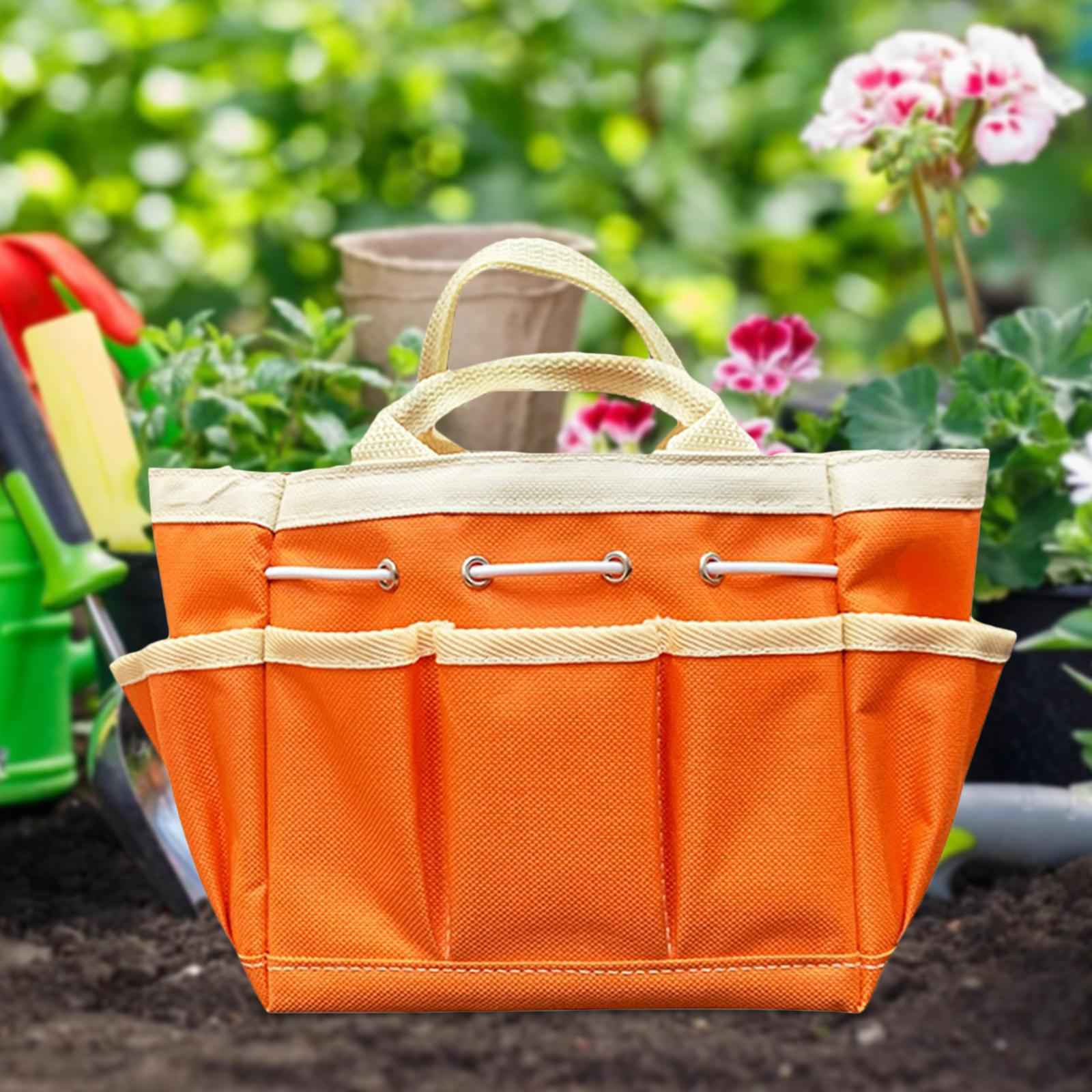 Garden Tool Bag Heavy Duty Wear Resistant Oxford Bag for Outdoor Garden Yard Orange