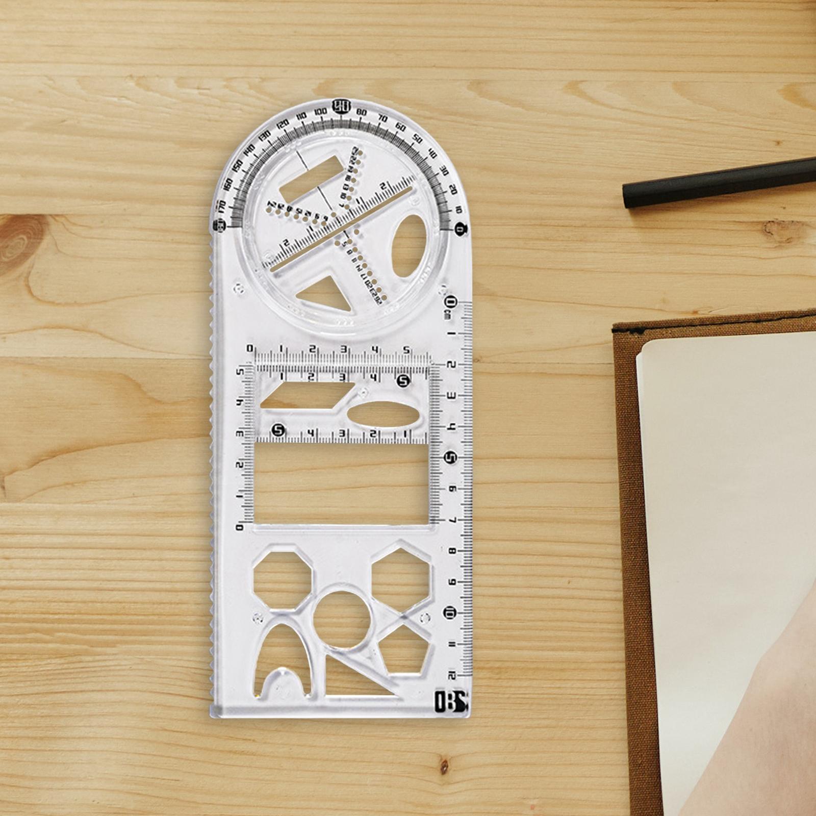 3xGeometric Ruler Craft Drawing Rulers for Designing Sketching Office Supplies Style B