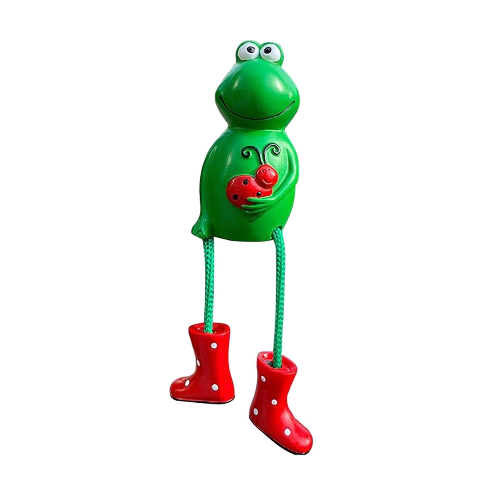 4xFrog Garden Decoration Resin Crafts Frog Statue for Office Living Room Porch Red Feet