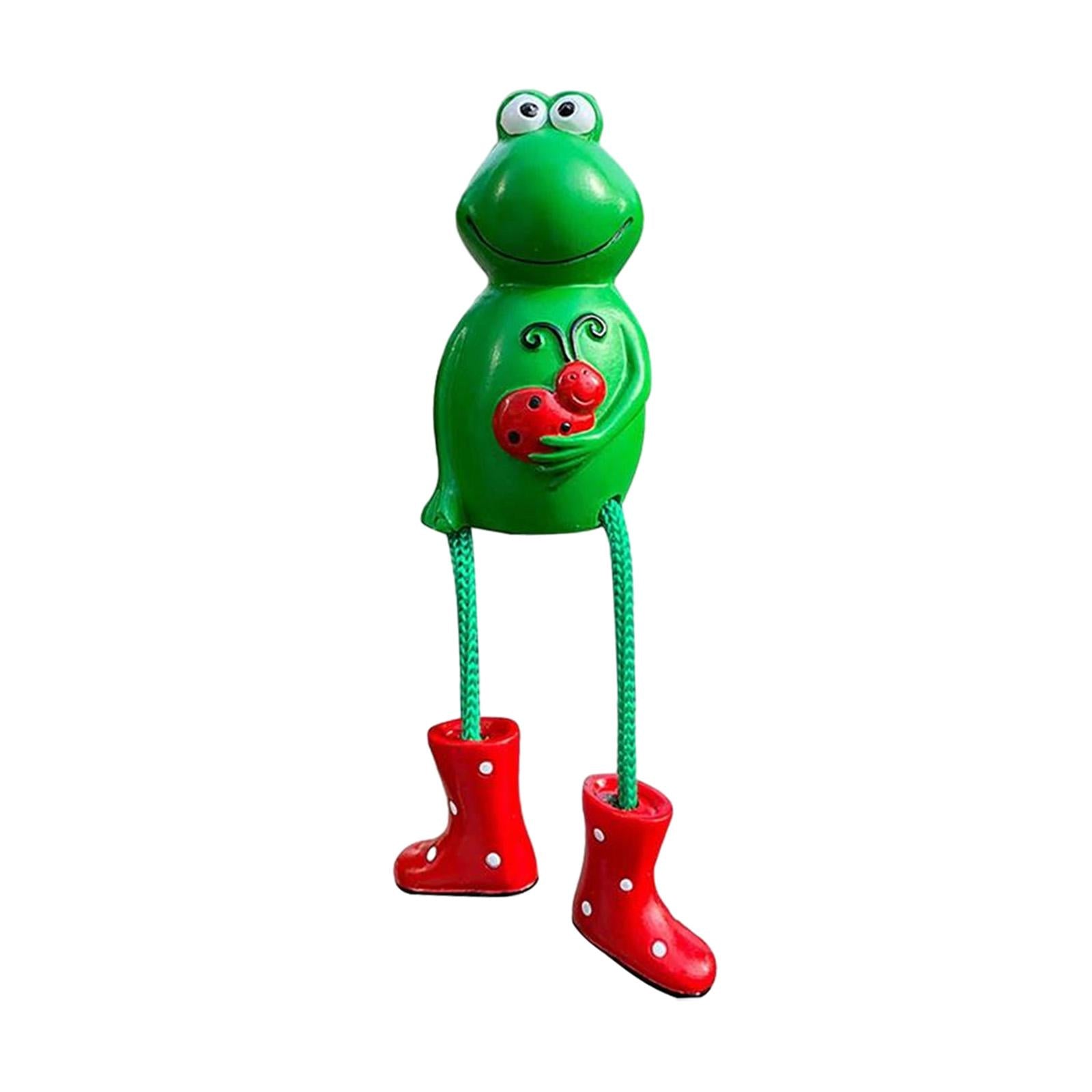 2xFrog Garden Decoration Resin Crafts Frog Statue for Office Living Room Porch Red Feet